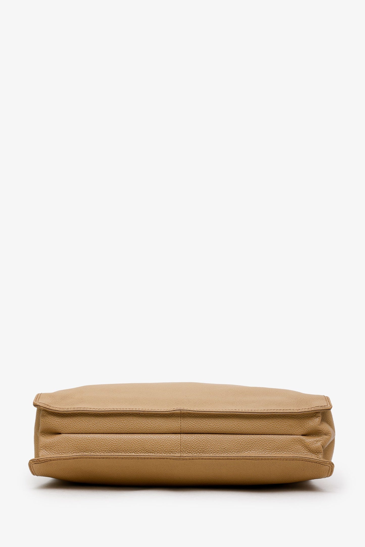 Chanel™ Beige Caviar Leather Wooden Top Handle Bag