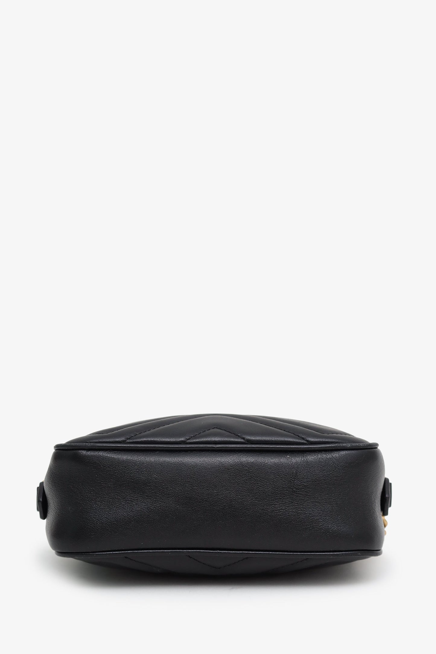 Gucci Black GG Quilted Chevron Leather Marmont Mini Camera Bag