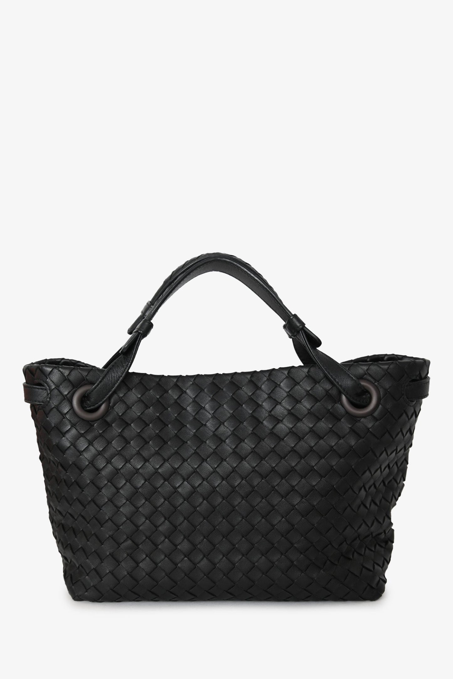 Bottega Veneta Black Leather Intrecciato Small 'Garda' Tote
