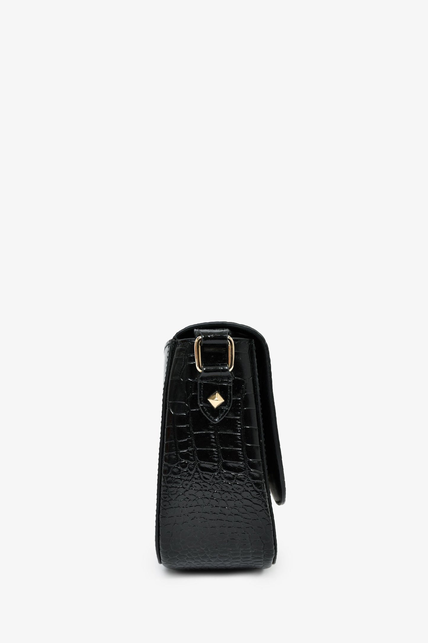 Jimmy Choo Black Patent Embossed Croc 'JC Satchel' Crossbody Bag