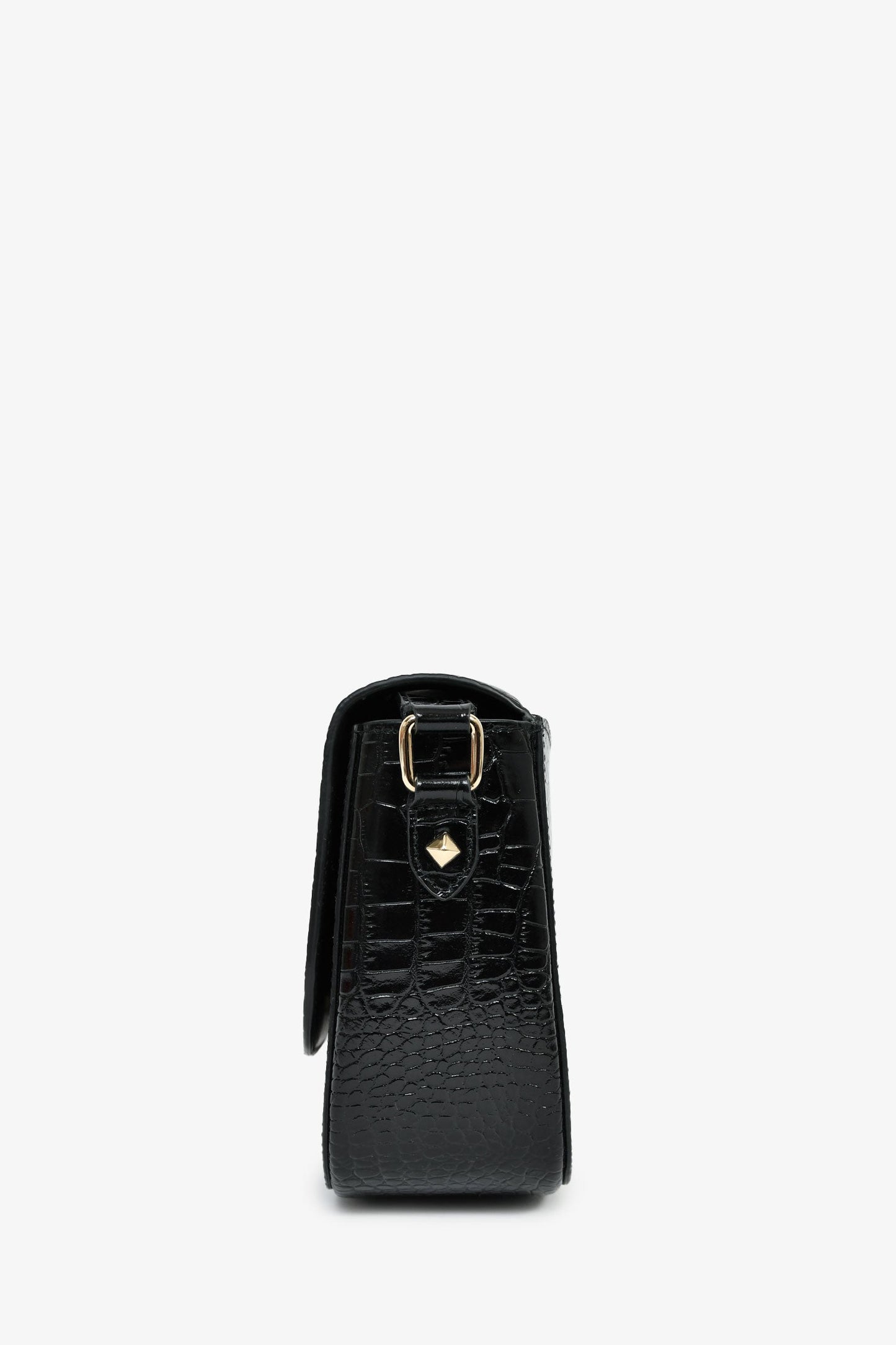 Jimmy Choo Black Patent Embossed Croc 'JC Satchel' Crossbody Bag