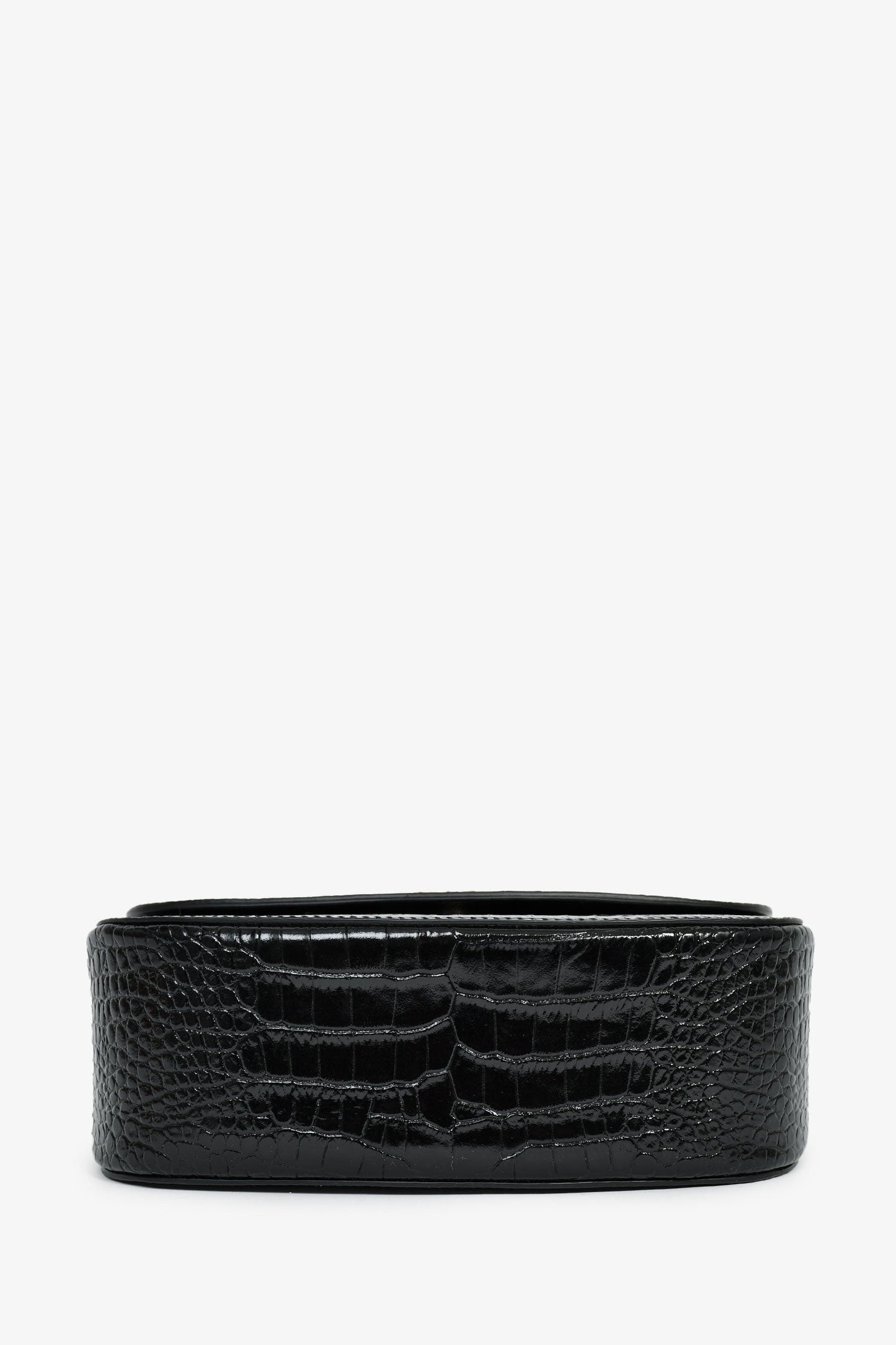 Jimmy Choo Black Patent Embossed Croc 'JC Satchel' Crossbody Bag