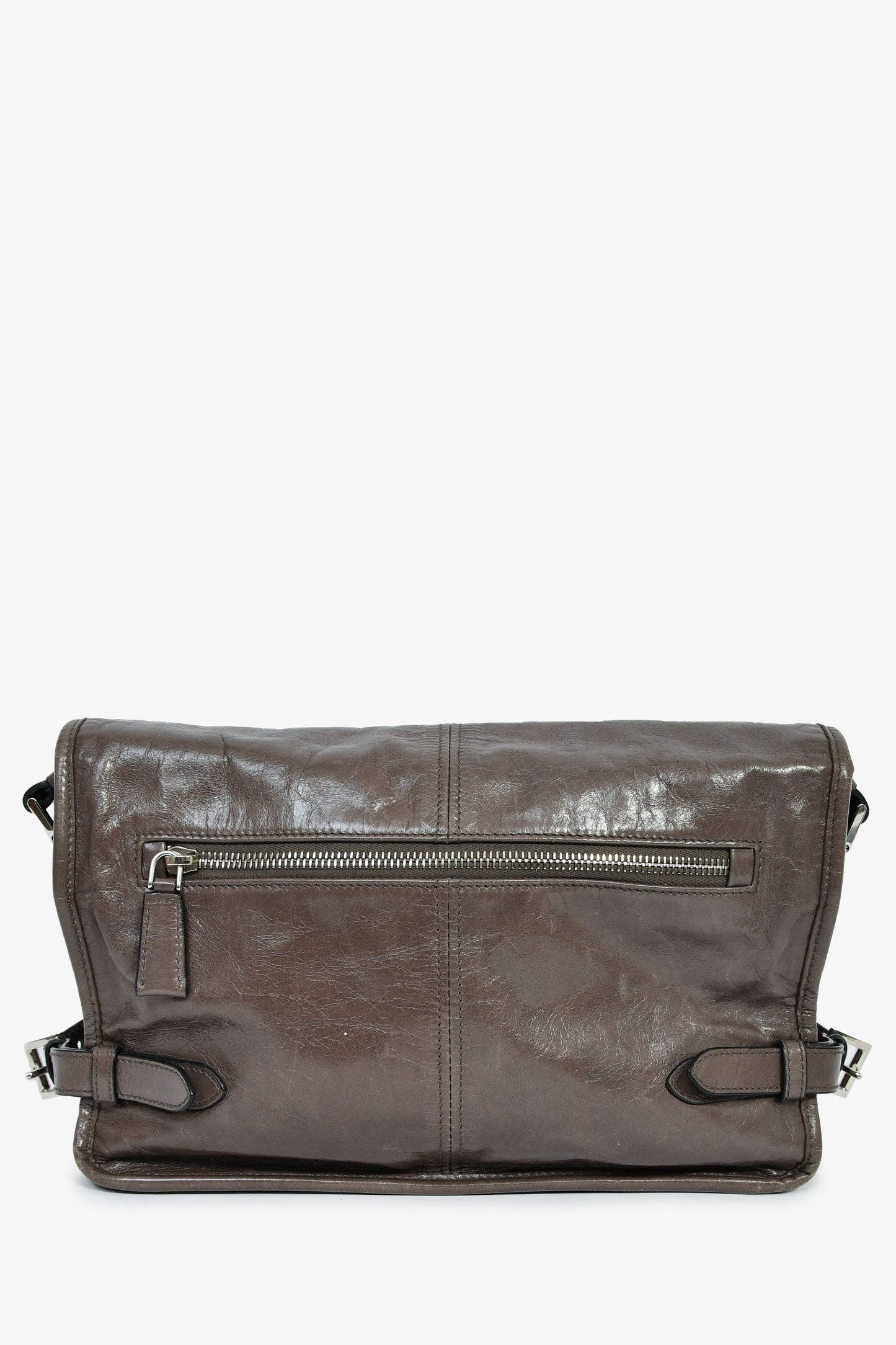 Prada Grey Leather Messenger Bag