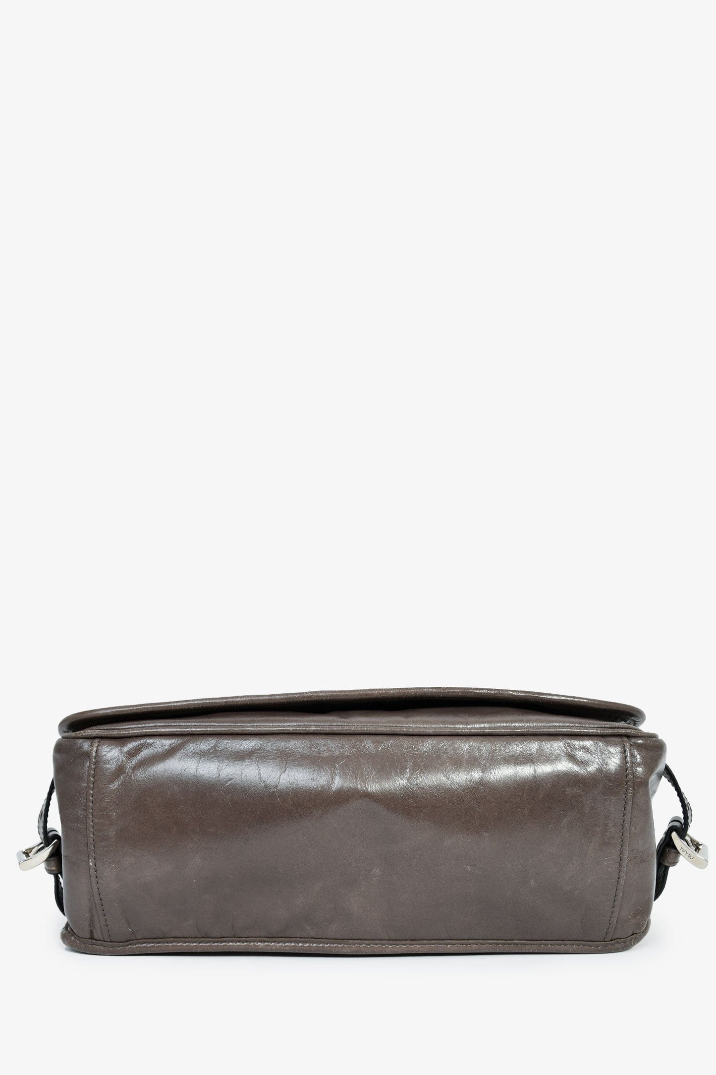 Prada Grey Leather Messenger Bag
