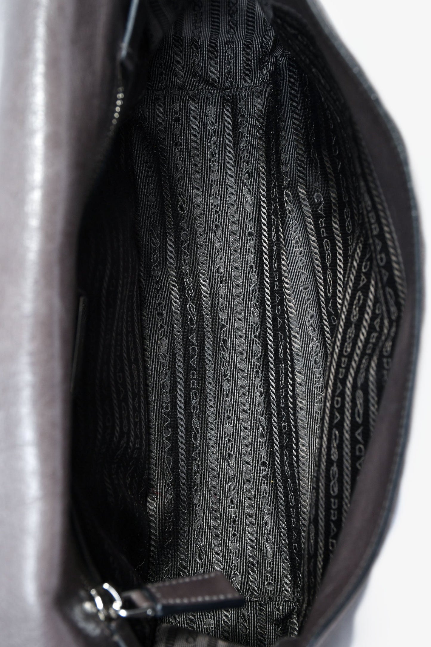 Prada Grey Leather Messenger Bag