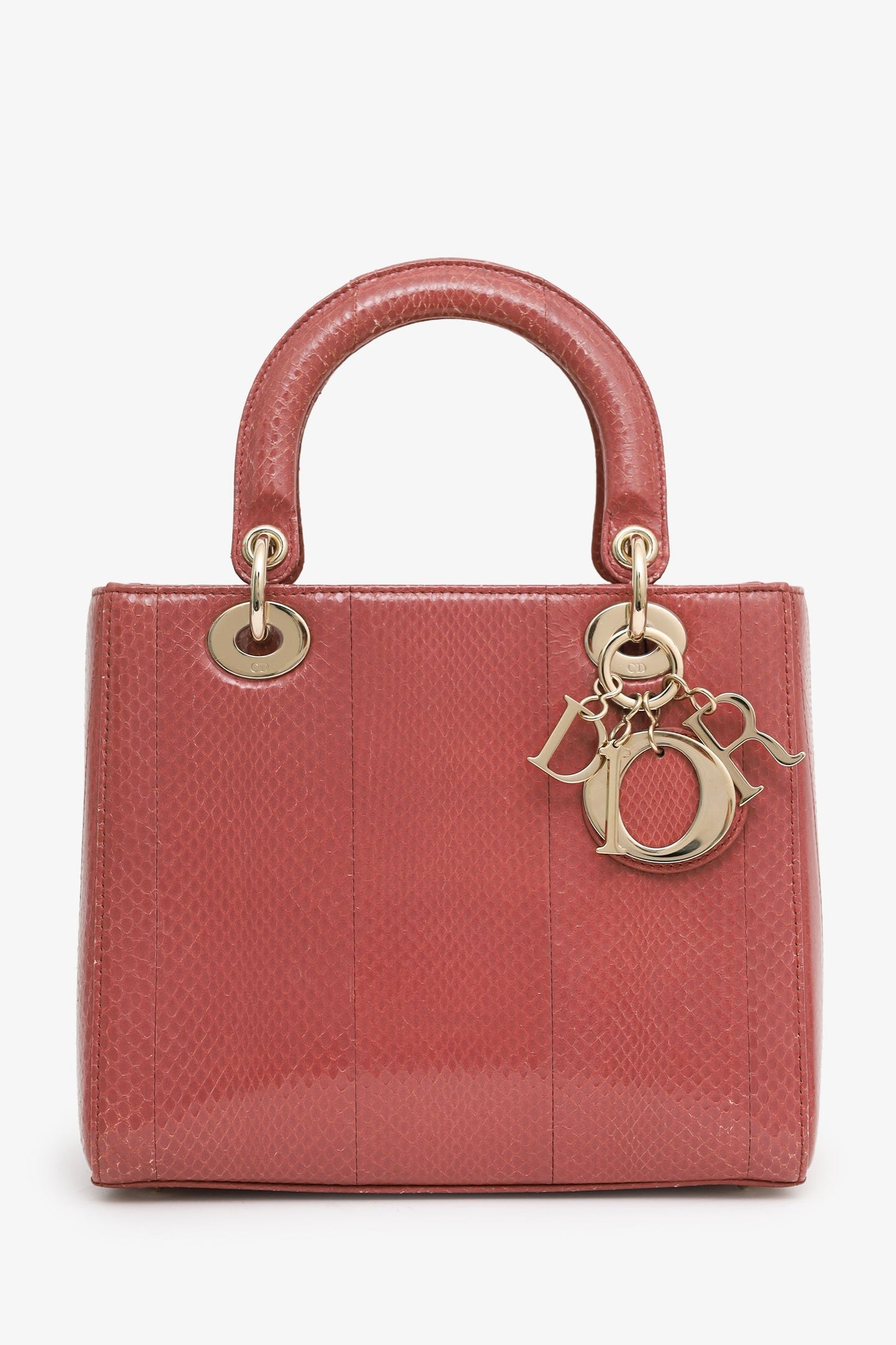 Christian Dior 2019 Pink Python Leather Medium Lady Dior With Strap