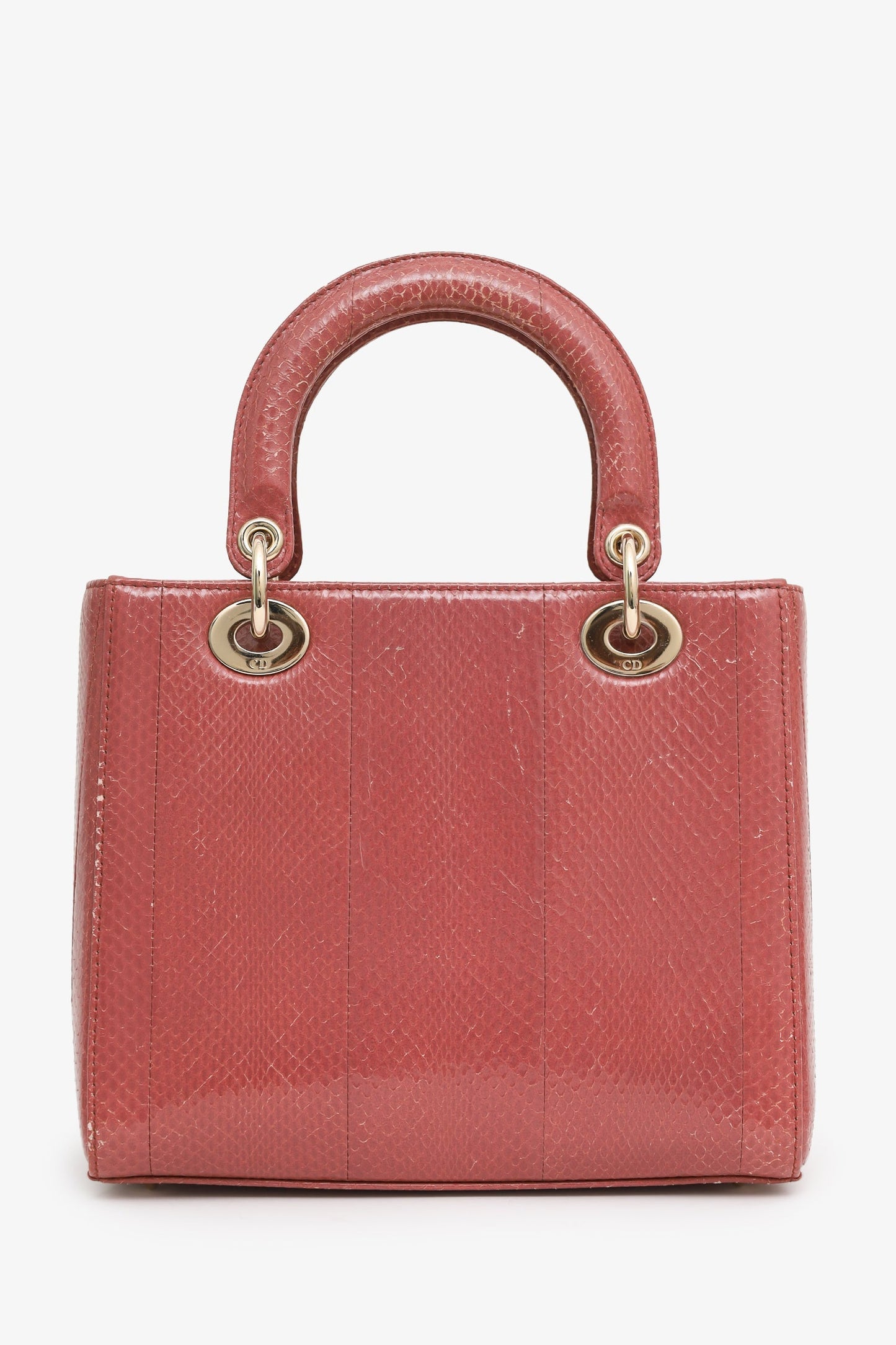 Christian Dior 2019 Pink Python Leather Medium Lady Dior With Strap