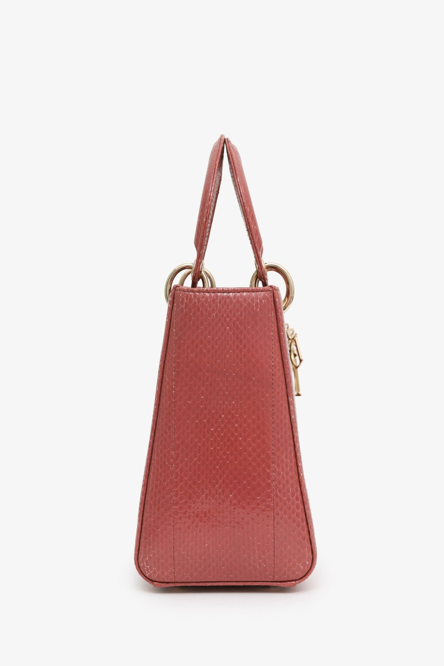 Christian Dior 2019 Pink Python Leather Medium Lady Dior With Strap