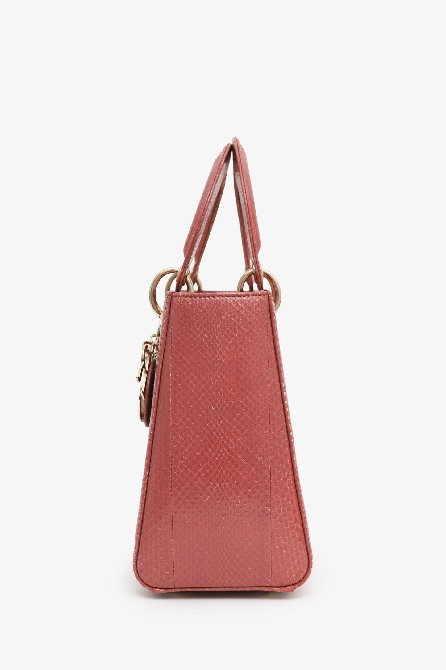 Christian Dior 2019 Pink Python Leather Medium Lady Dior With Strap