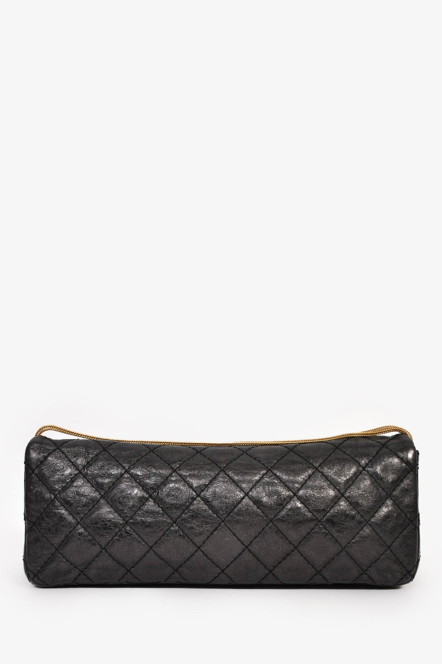 Chanel™ 2008/09 Black Quilted Calfskin 2.55 East West Clutch On Chain