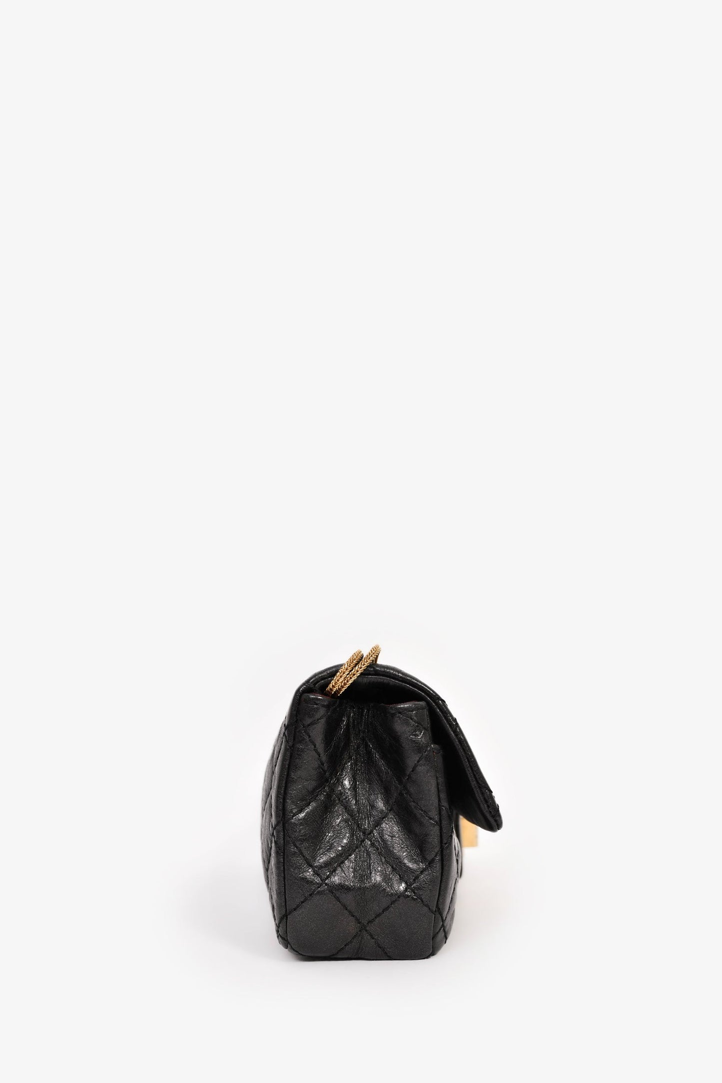 Chanel™ 2008/09 Black Quilted Calfskin 2.55 East West Clutch On Chain