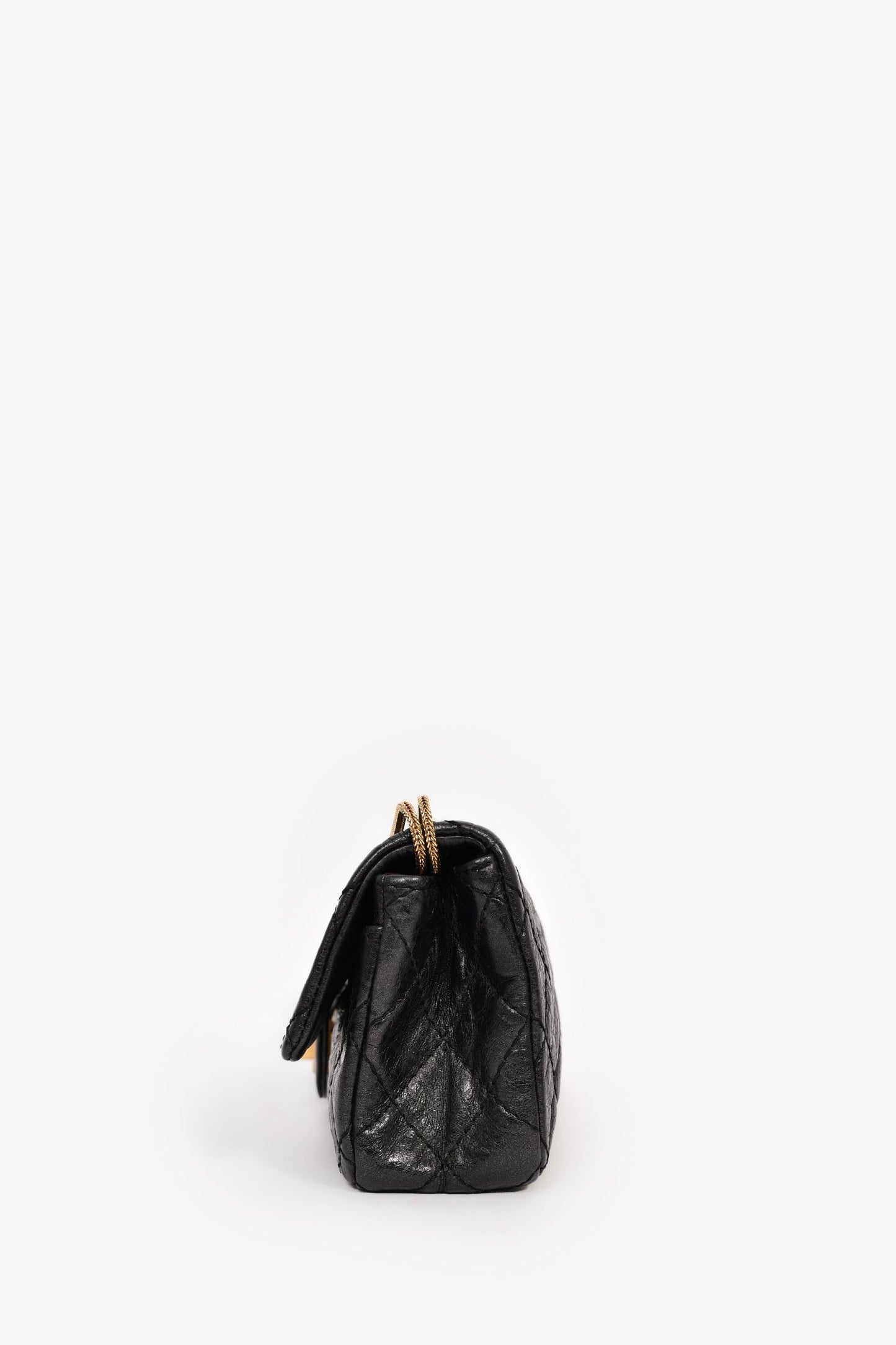 Chanel™ 2008/09 Black Quilted Calfskin 2.55 East West Clutch On Chain