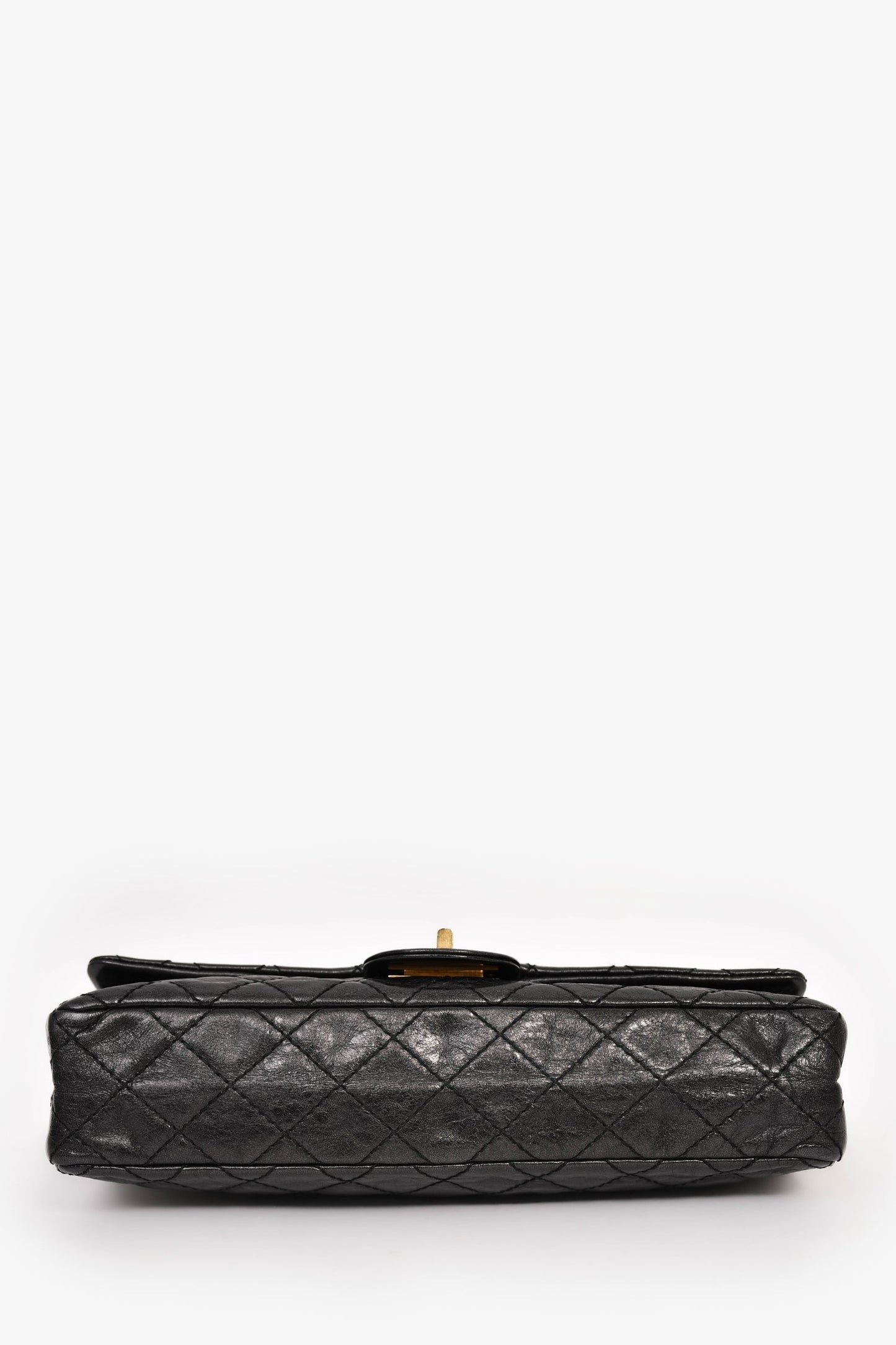 Chanel™ 2008/09 Black Quilted Calfskin 2.55 East West Clutch On Chain