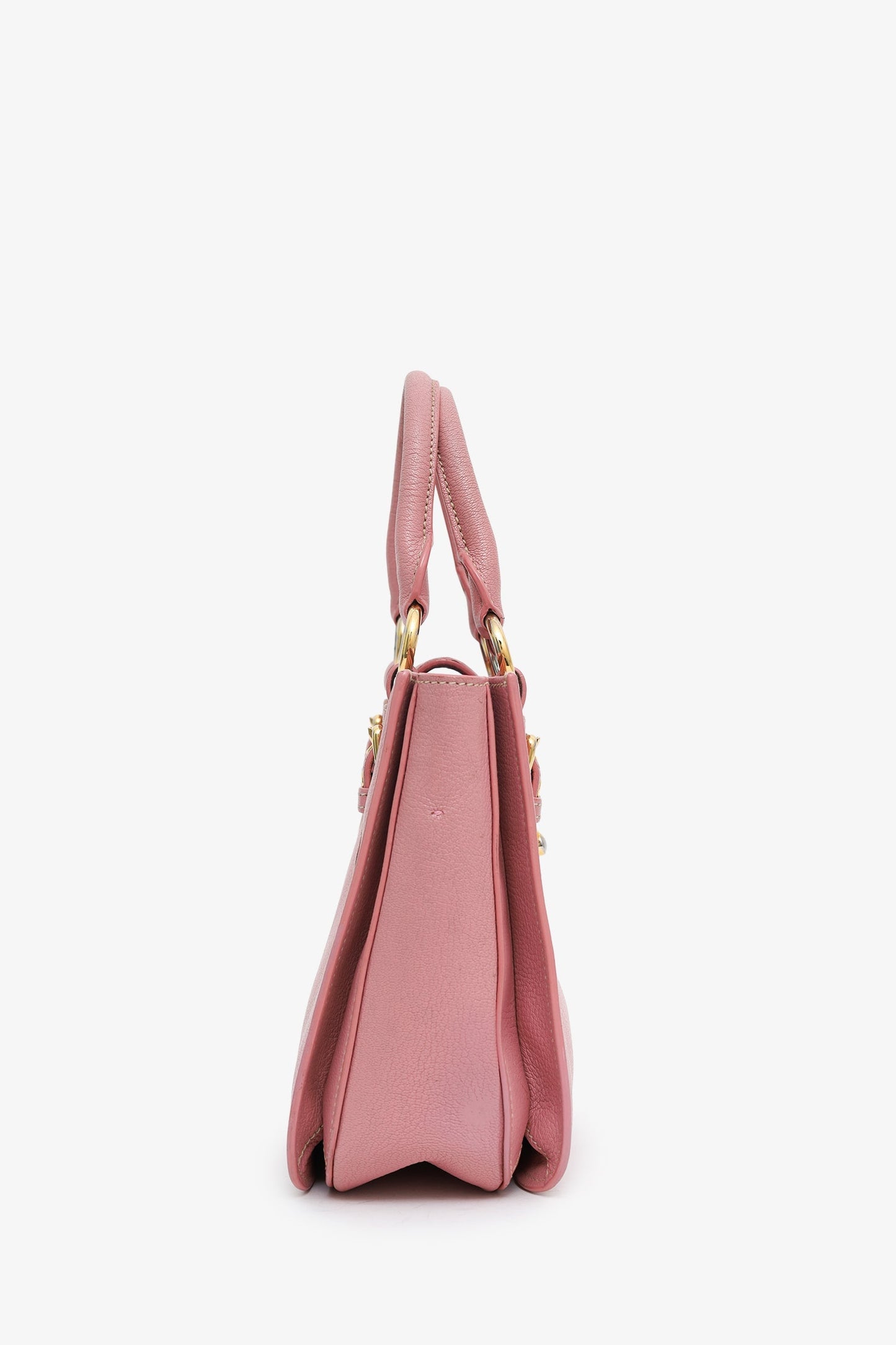 Miu Miu Pink Leather Push Lock Flap Top Handle Bag