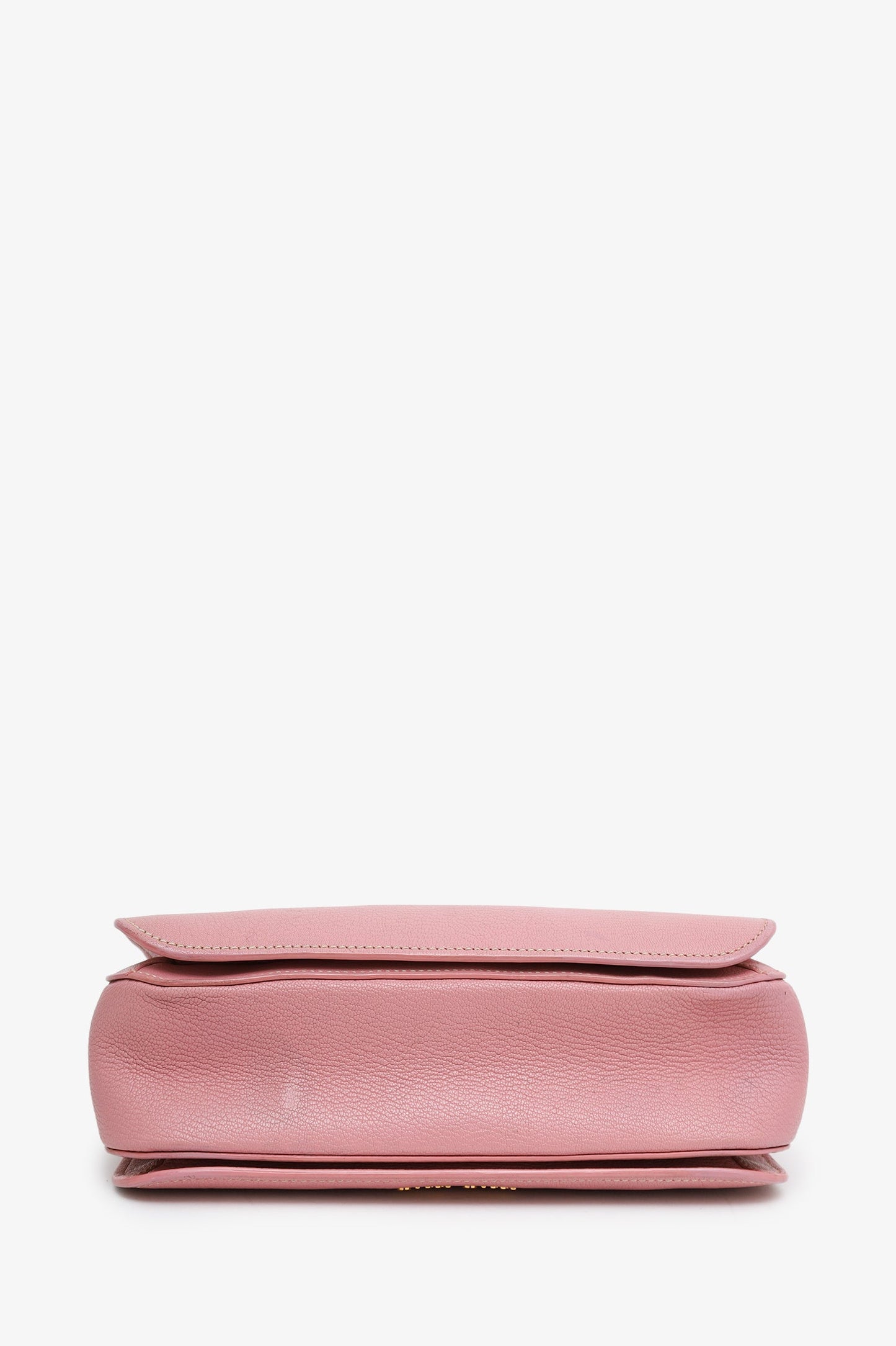 Miu Miu Pink Leather Push Lock Flap Top Handle Bag