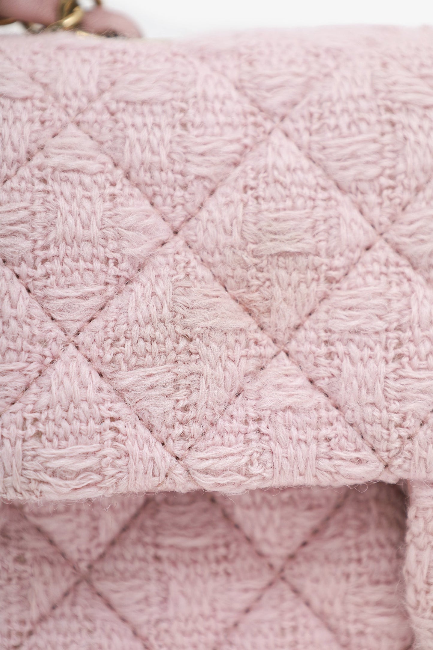 Chanel™ Pink Tweed Quilted Mini Rectangular Flap Bag