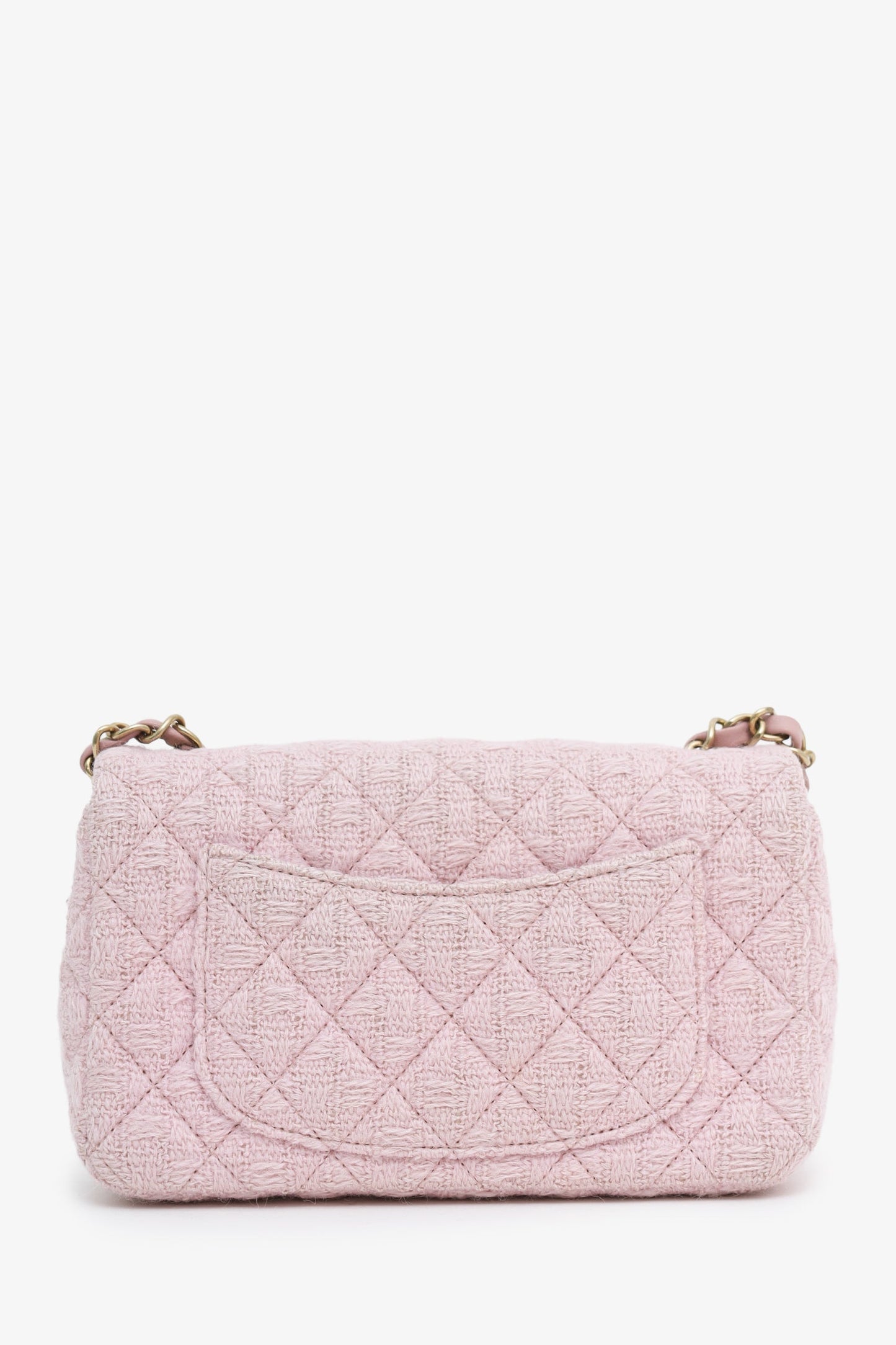 Chanel™ Pink Tweed Quilted Mini Rectangular Flap Bag