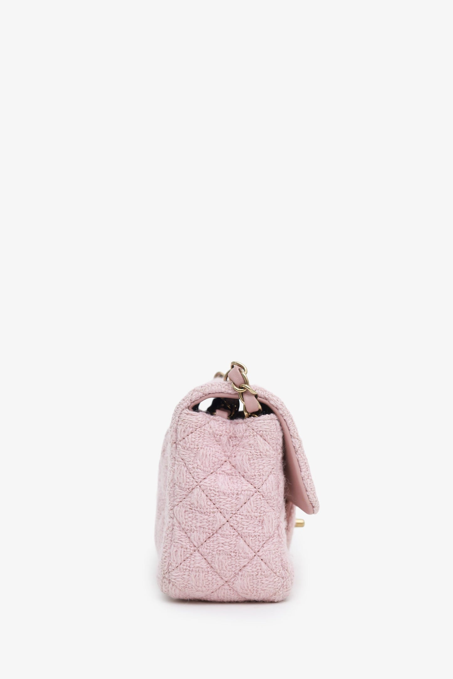 Chanel™ Pink Tweed Quilted Mini Rectangular Flap Bag