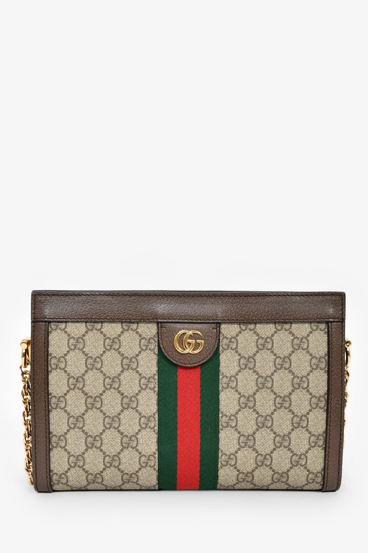 Gucci Brown Canvas/Leather GG Monogram Web 'Ophidia' Medium Crossbody
