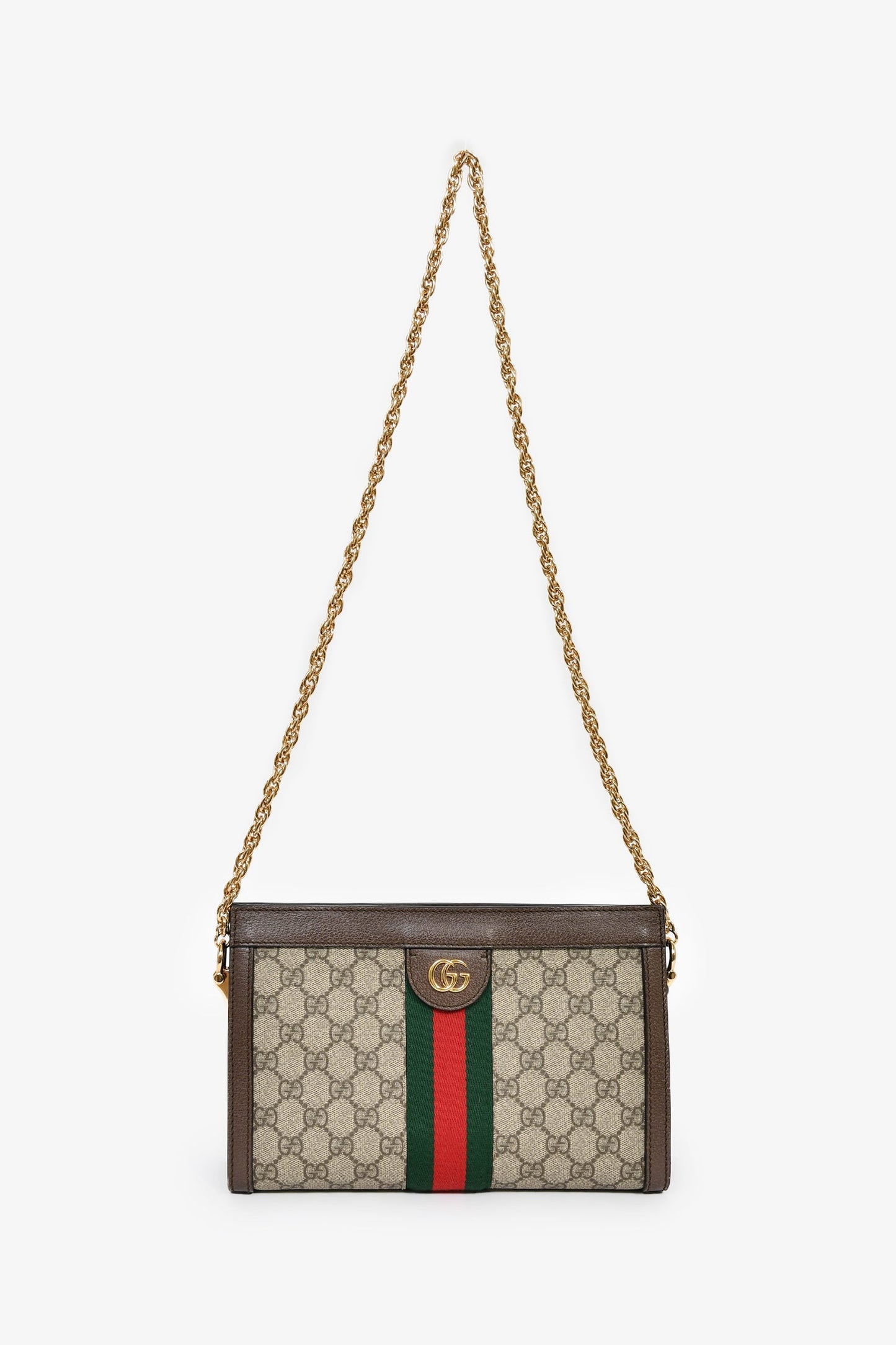 Gucci Brown Canvas/Leather GG Monogram Web 'Ophidia' Medium Crossbody