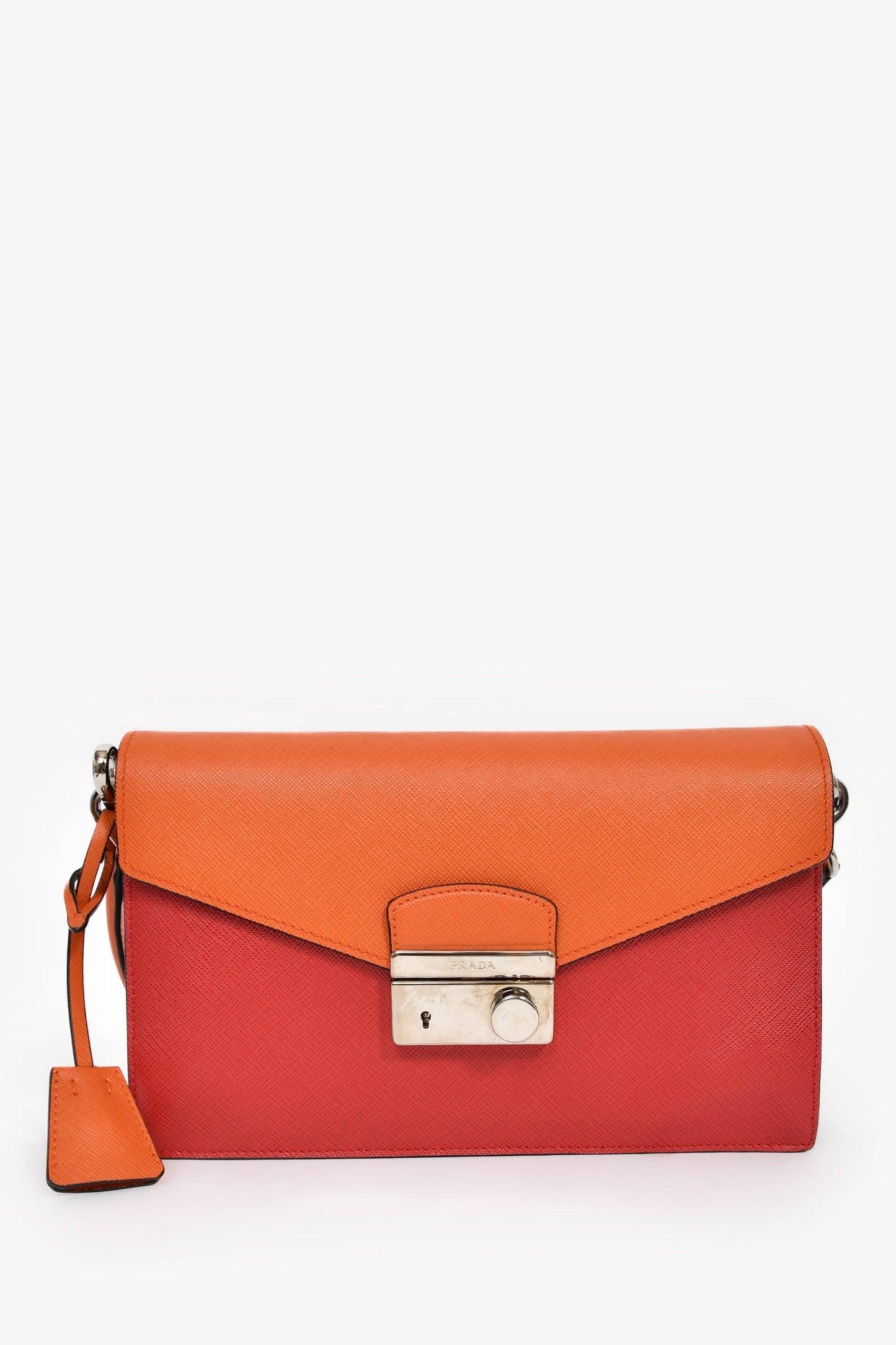 Prada Orange/Red Saffiano Leather 'Sound' Shoulder Bag