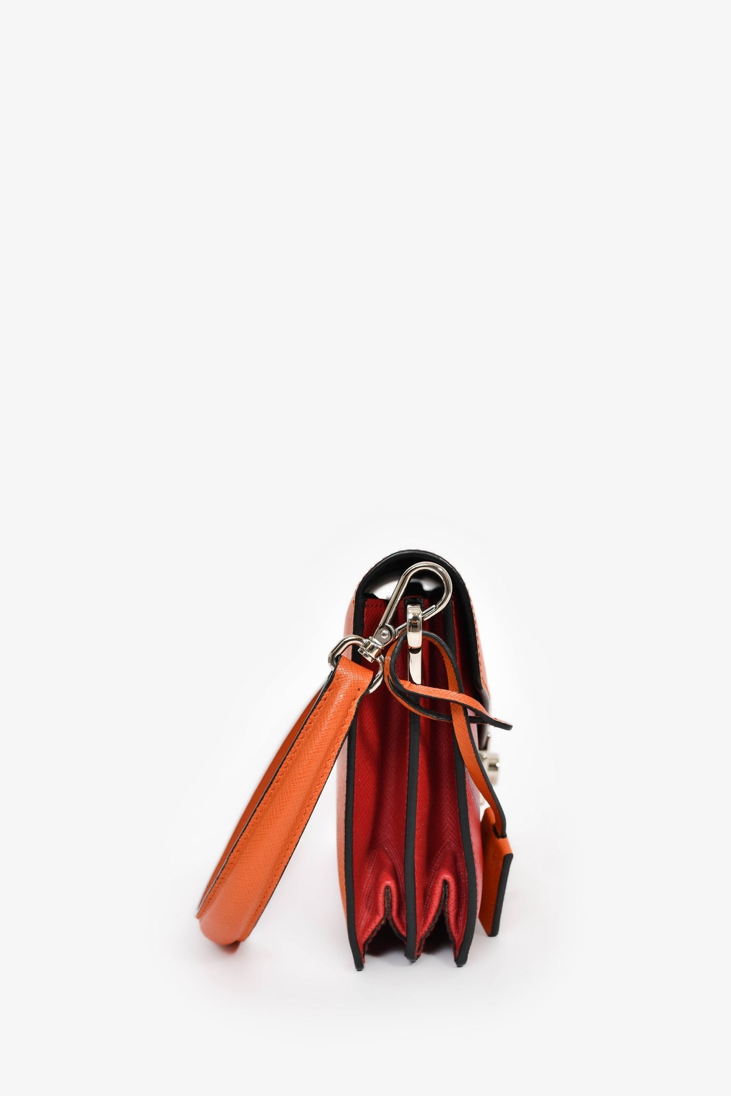 Prada Orange/Red Saffiano Leather 'Sound' Shoulder Bag
