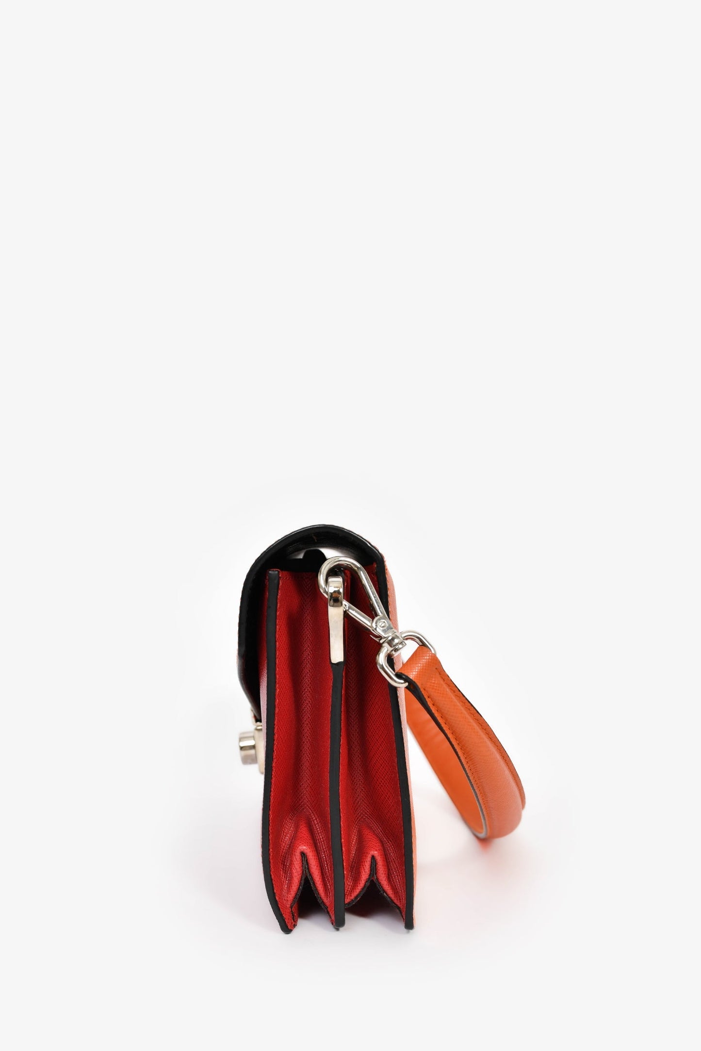 Prada Orange/Red Saffiano Leather 'Sound' Shoulder Bag
