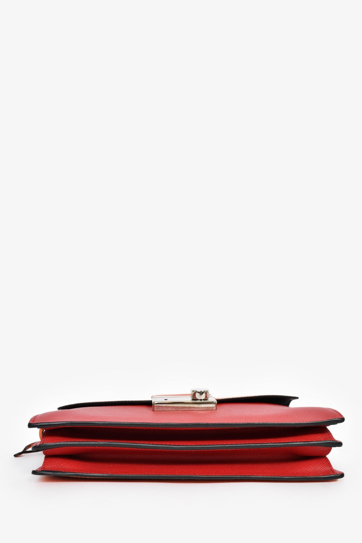 Prada Orange/Red Saffiano Leather 'Sound' Shoulder Bag