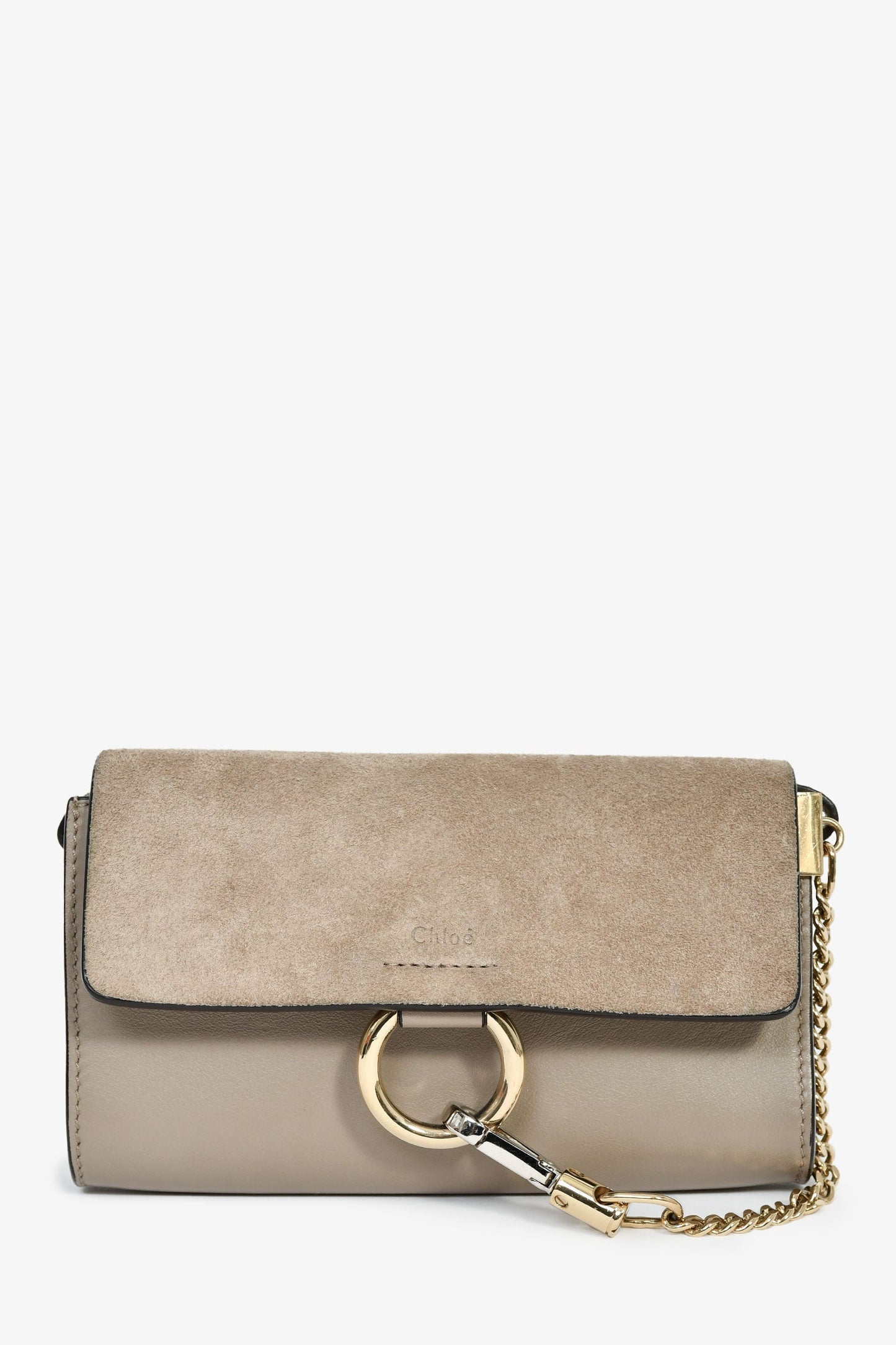 Chloé Taupe Leather/Suede 'Faye' Crossbody Bag