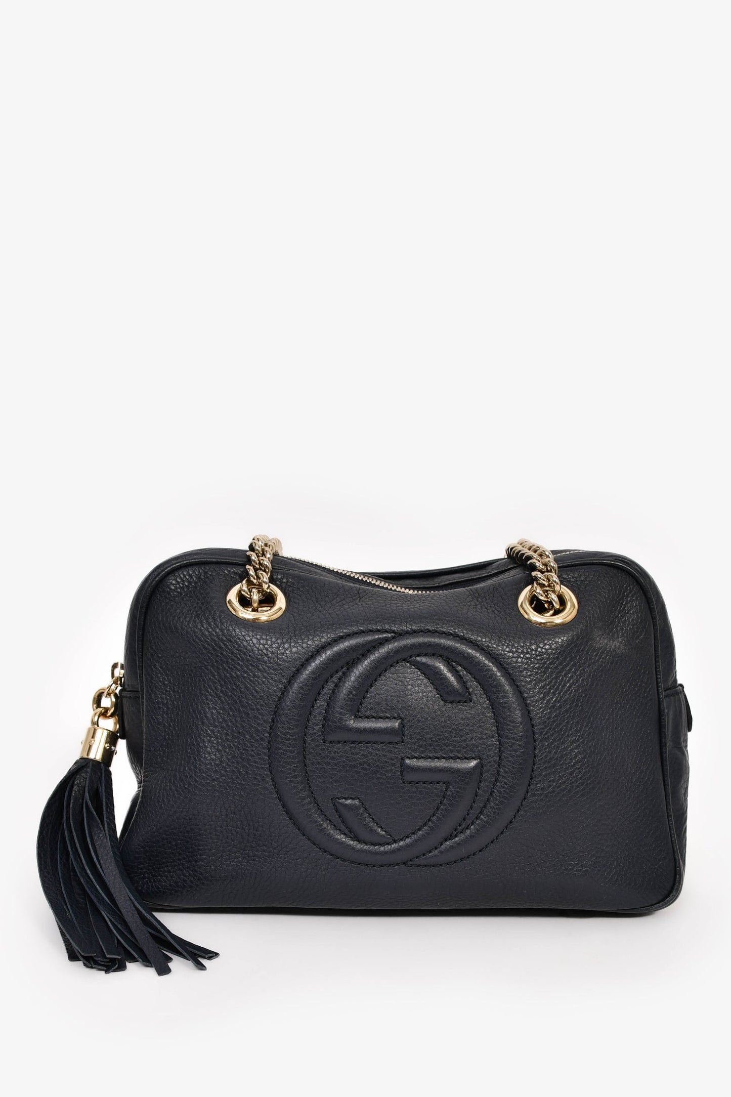 Gucci Navy Leather GG 'Soho' Camera Shoulder Bag