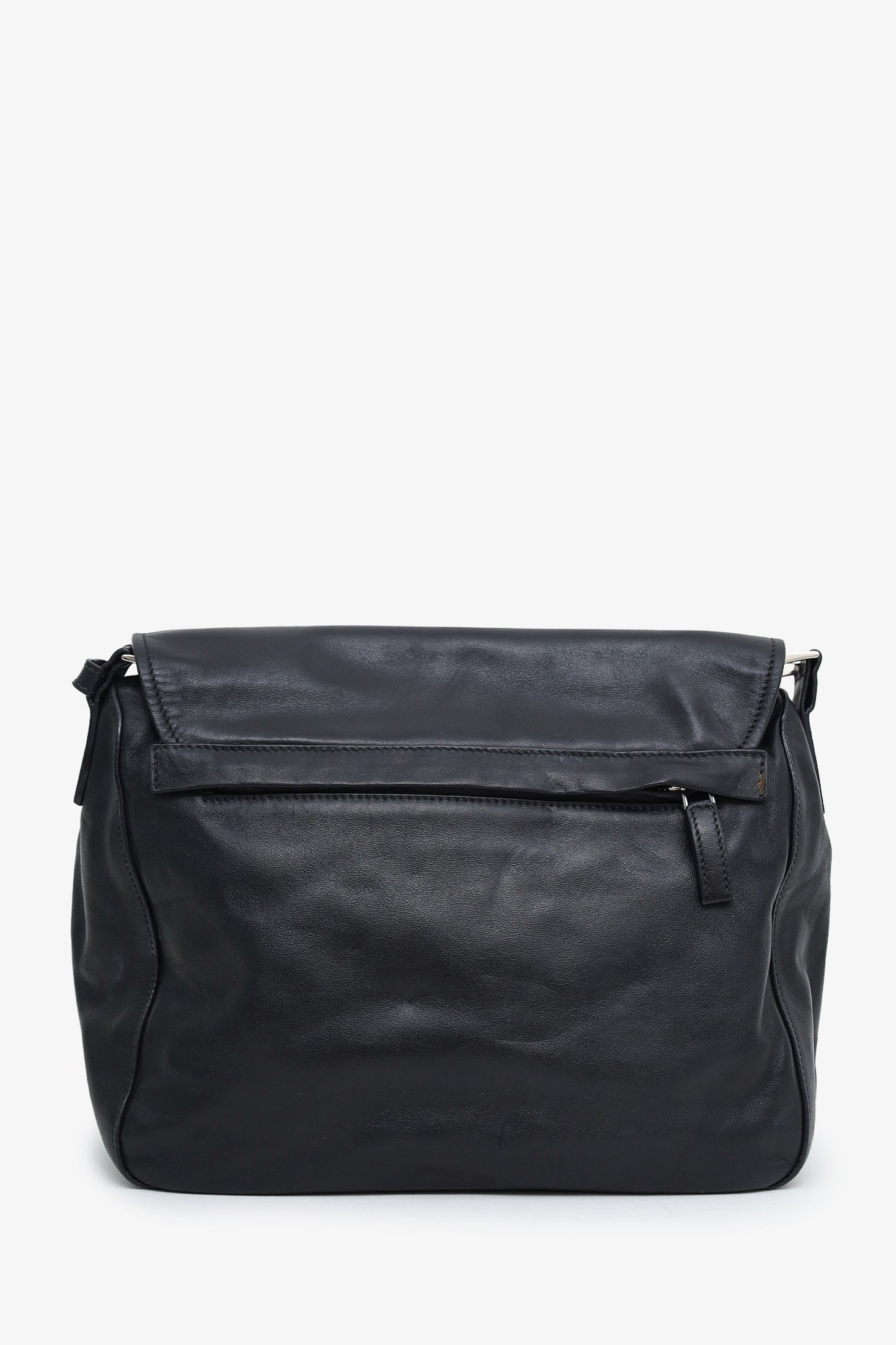 Prada Black Soft Calfskin Leather Messenger Bag