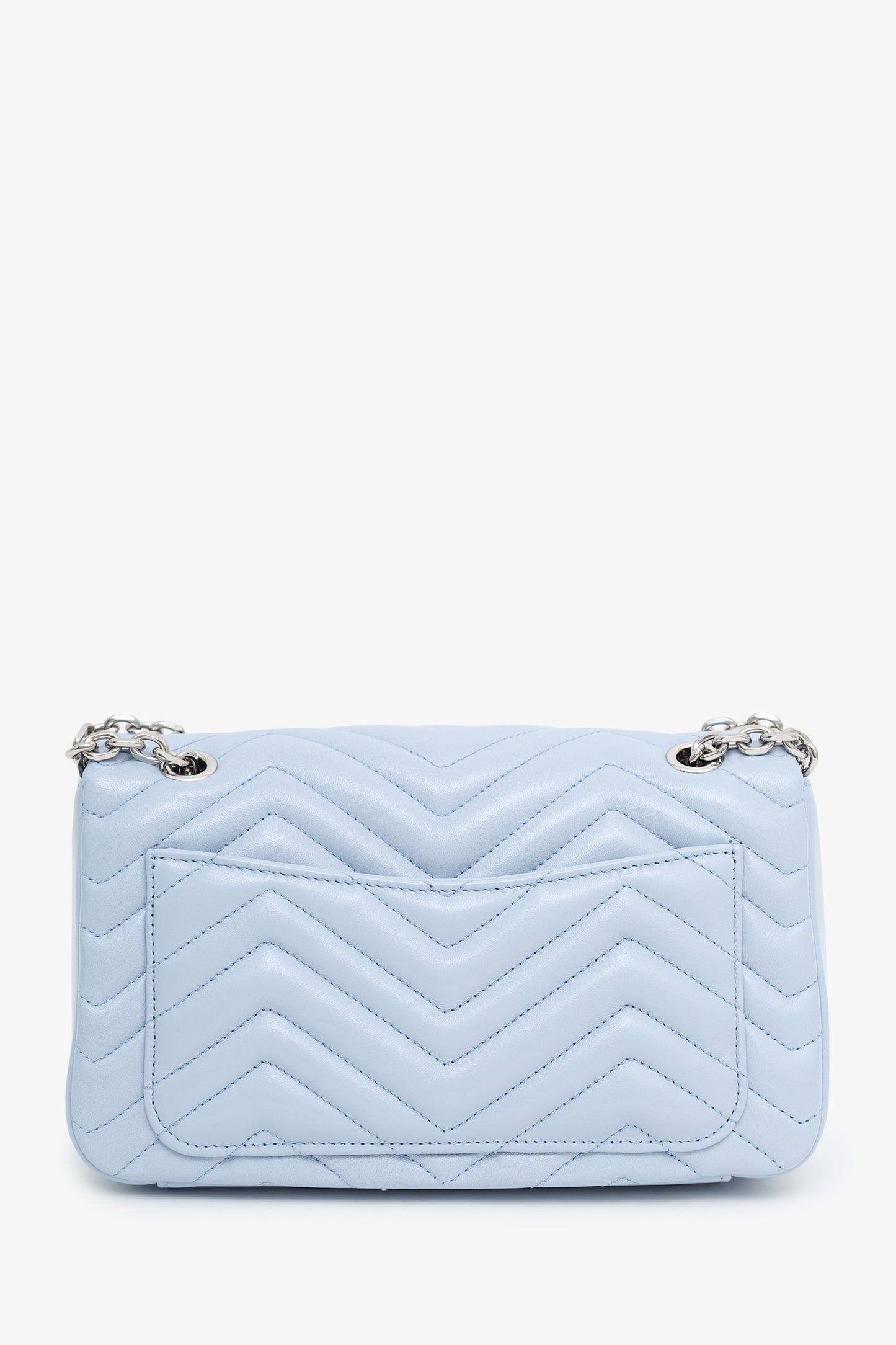 Gucci Light Blue Lambskin Matelasse Small GG Marmont Double Chain Shoulder Bag