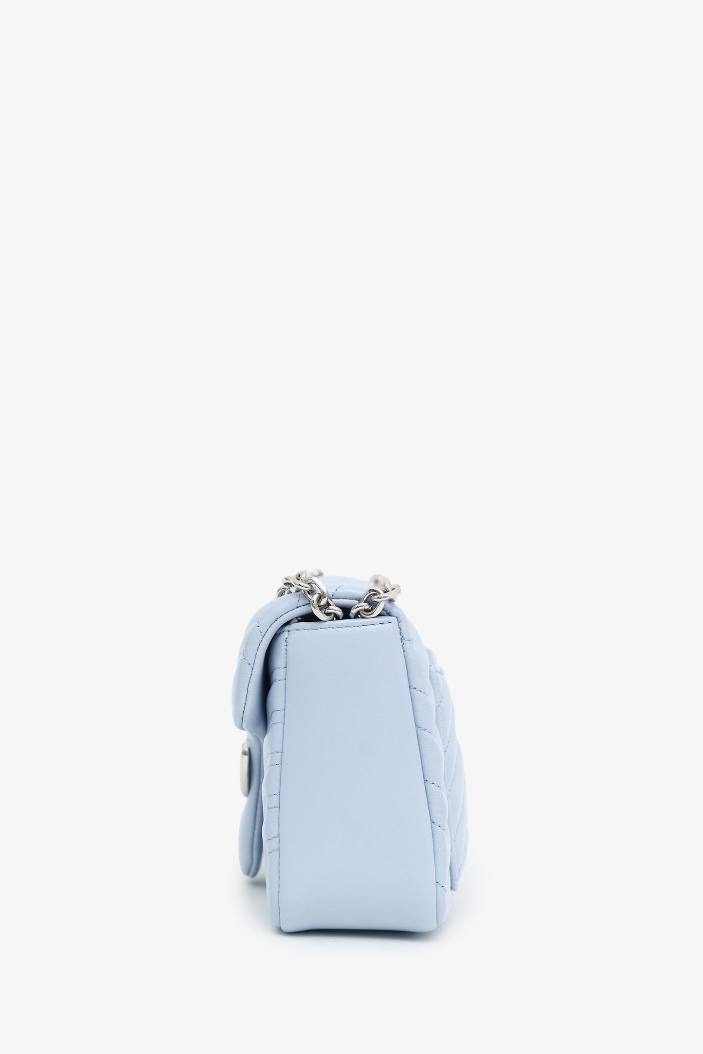 Gucci Light Blue Lambskin Matelasse Small GG Marmont Double Chain Shoulder Bag