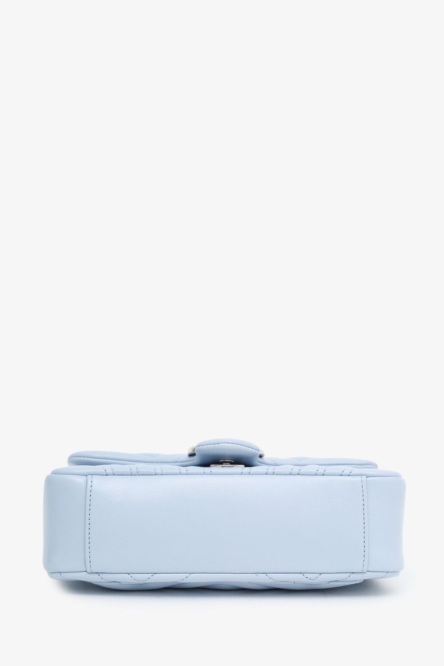 Gucci Light Blue Lambskin Matelasse Small GG Marmont Double Chain Shoulder Bag