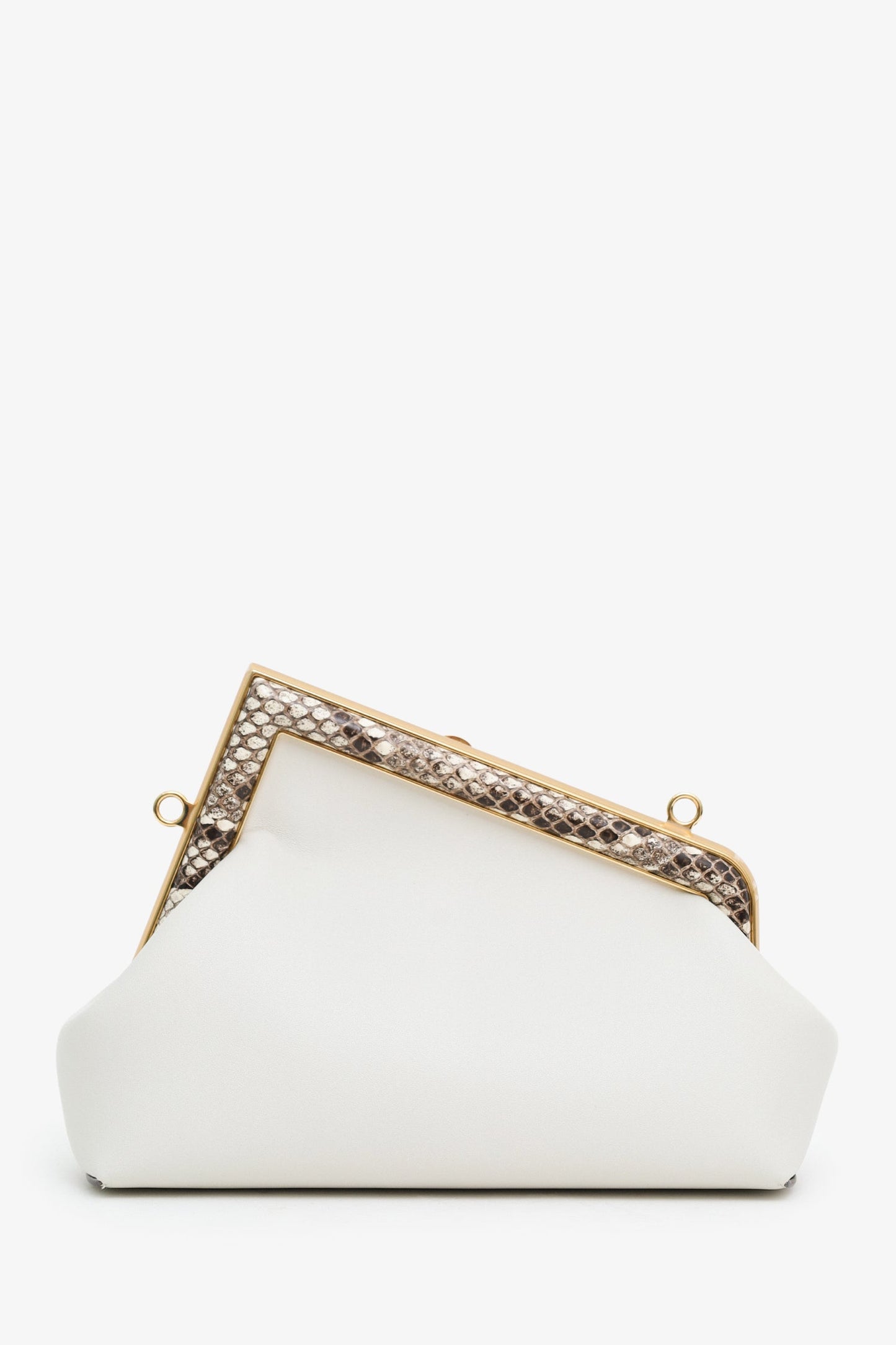Fendi First White/Python Leather Small Clutch With Straps