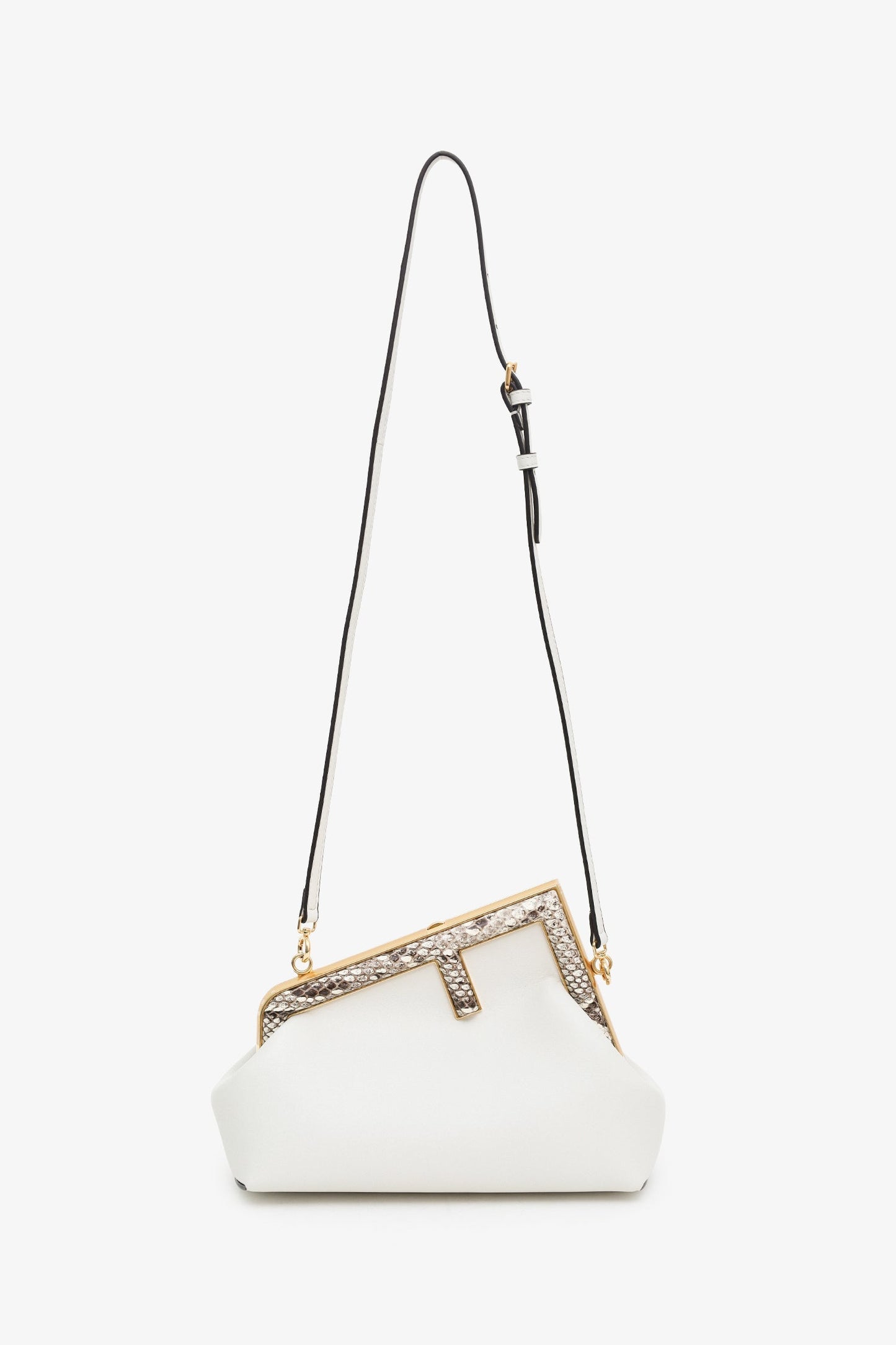 Fendi First White/Python Leather Small Clutch With Straps