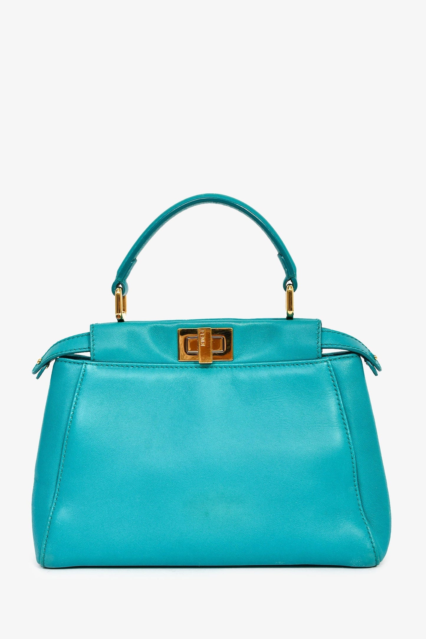 Fendi Turquoise Leather Mini Peekaboo