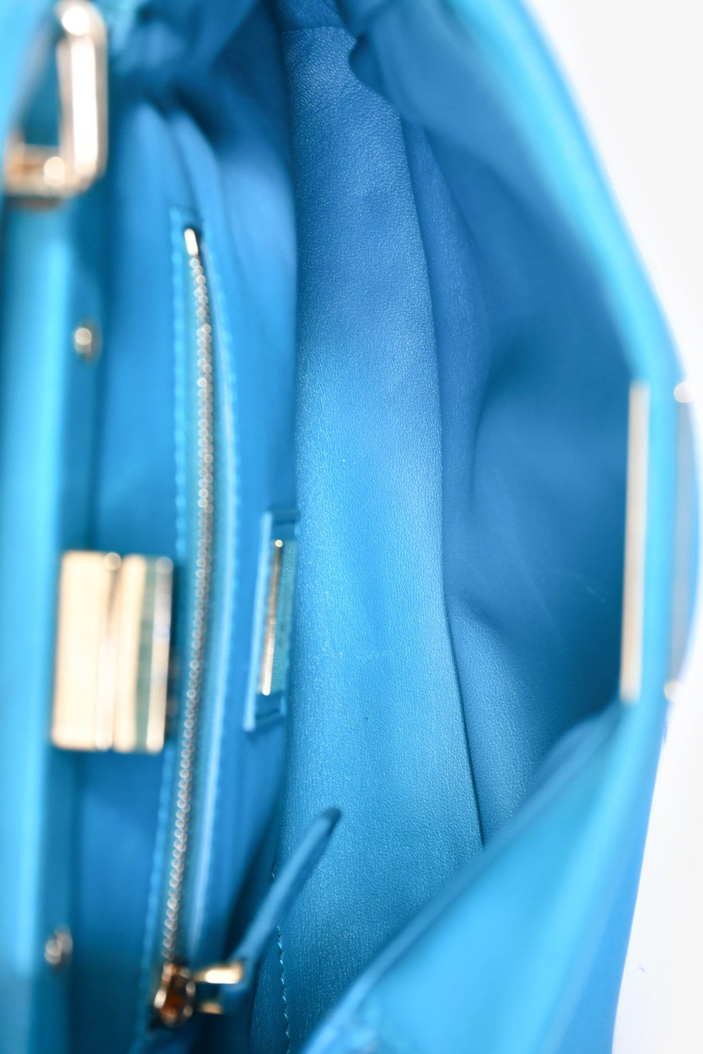 Fendi Turquoise Leather Mini Peekaboo