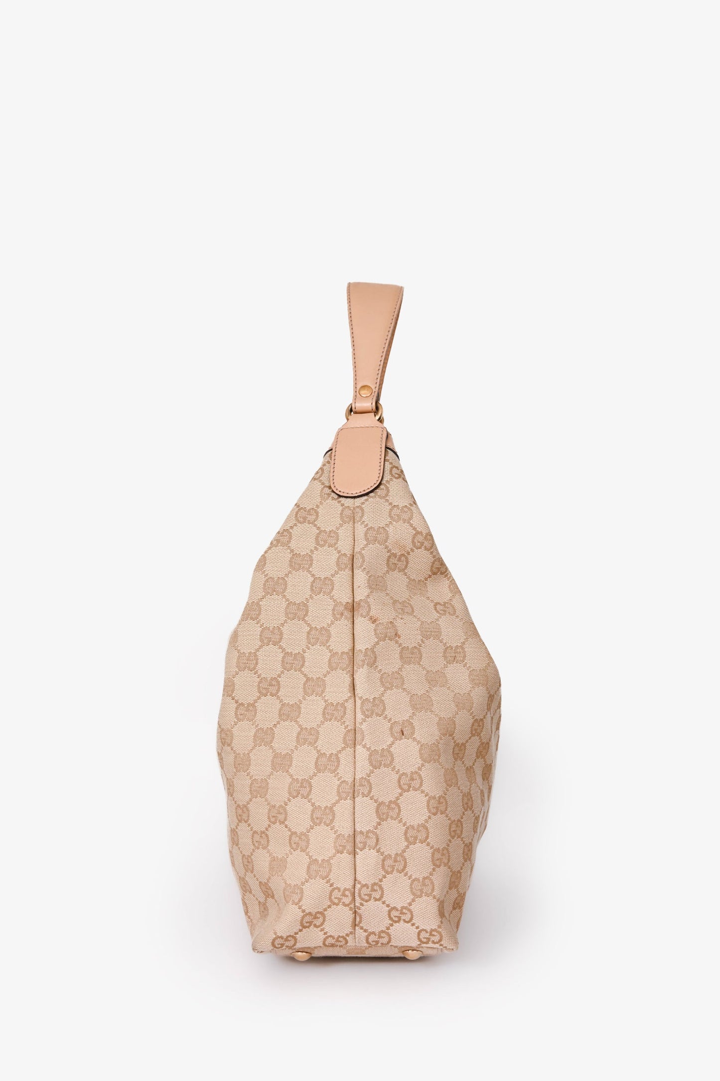Gucci Beige GG Supreme Canvas Horsebit Tassel Shoulder Bag