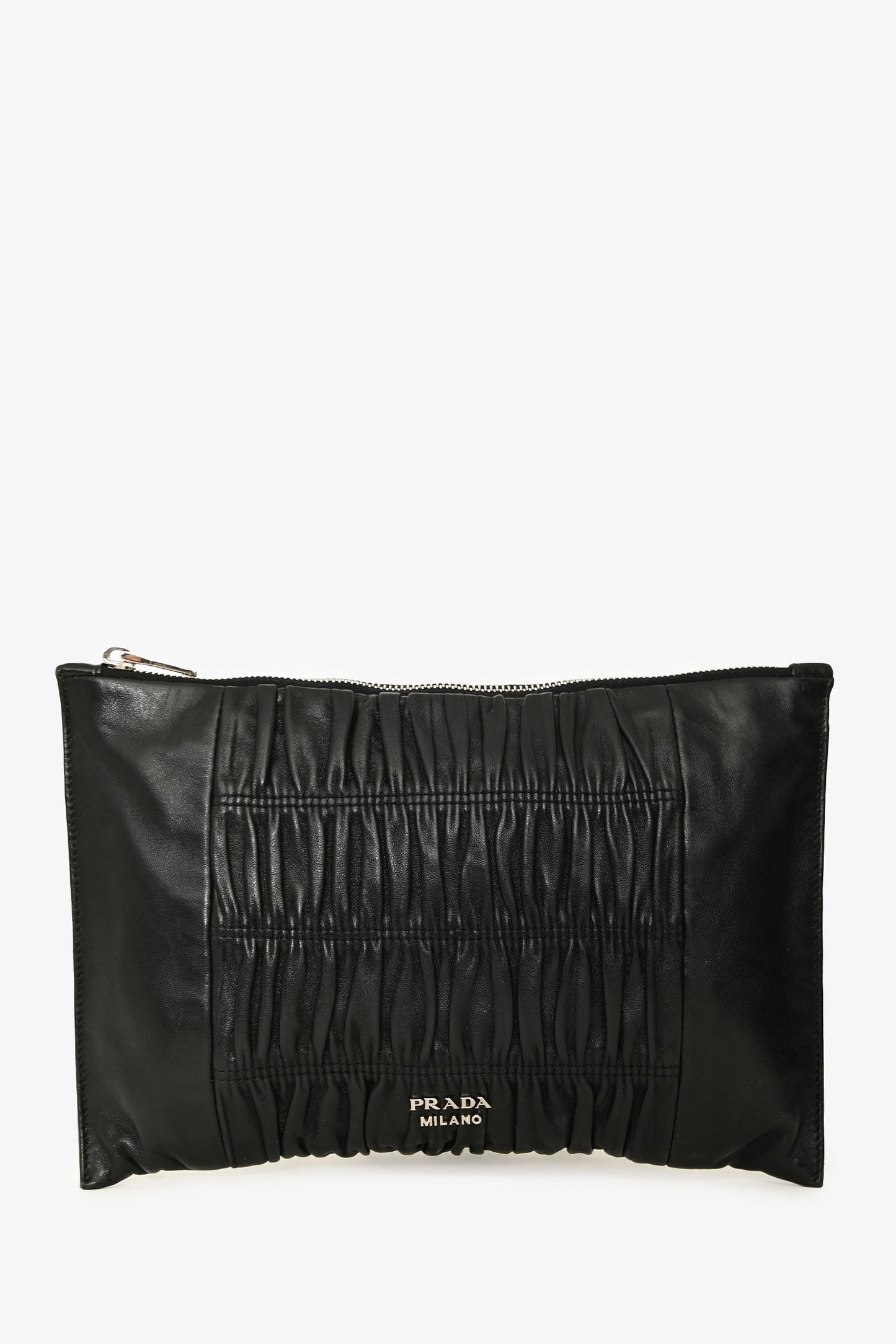 Prada 2016 Black Nappa Gaufre Leather Pouch