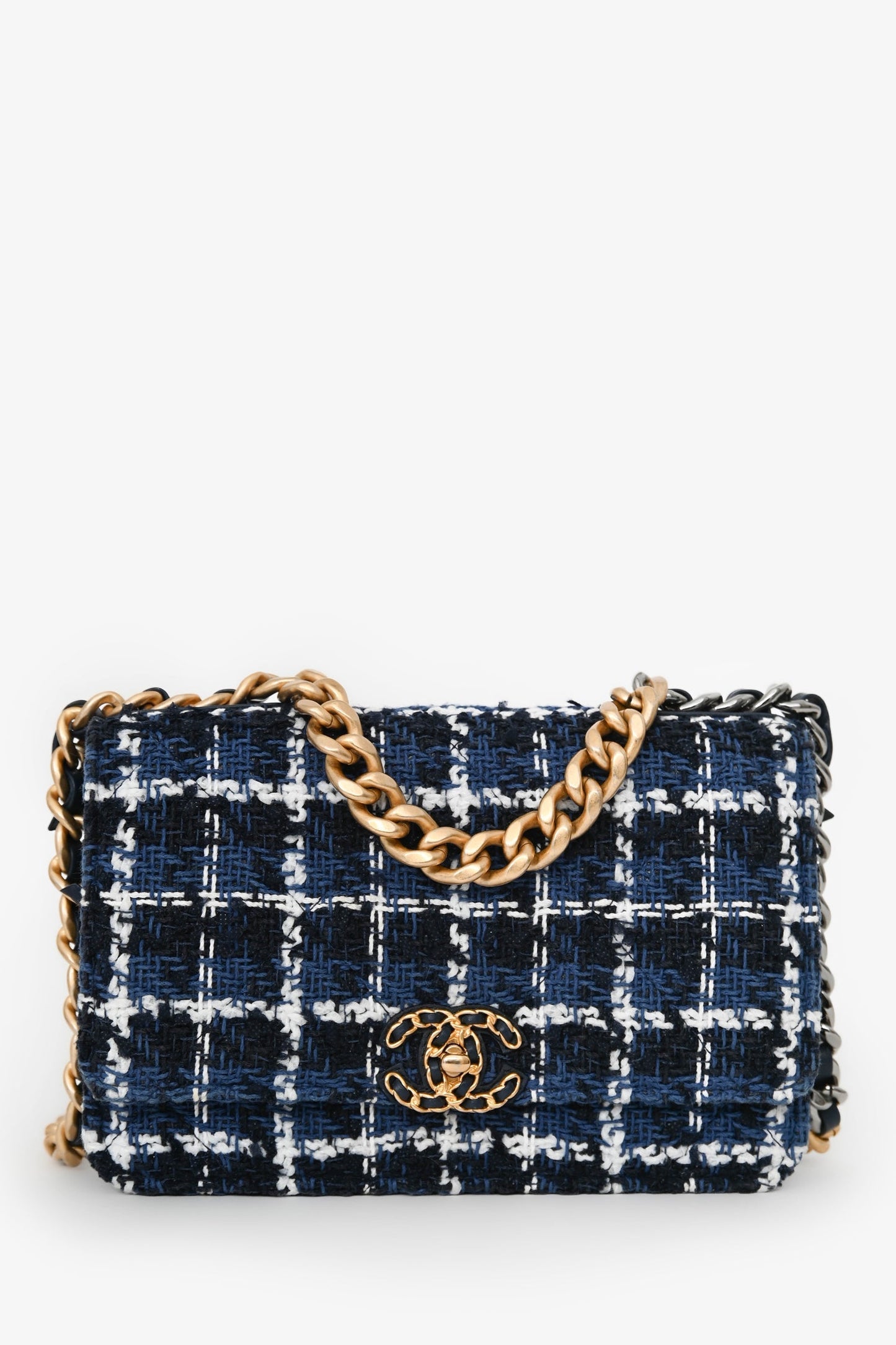 Chanel™ 2023 Blue/Black Tweed Wallet on Chain
