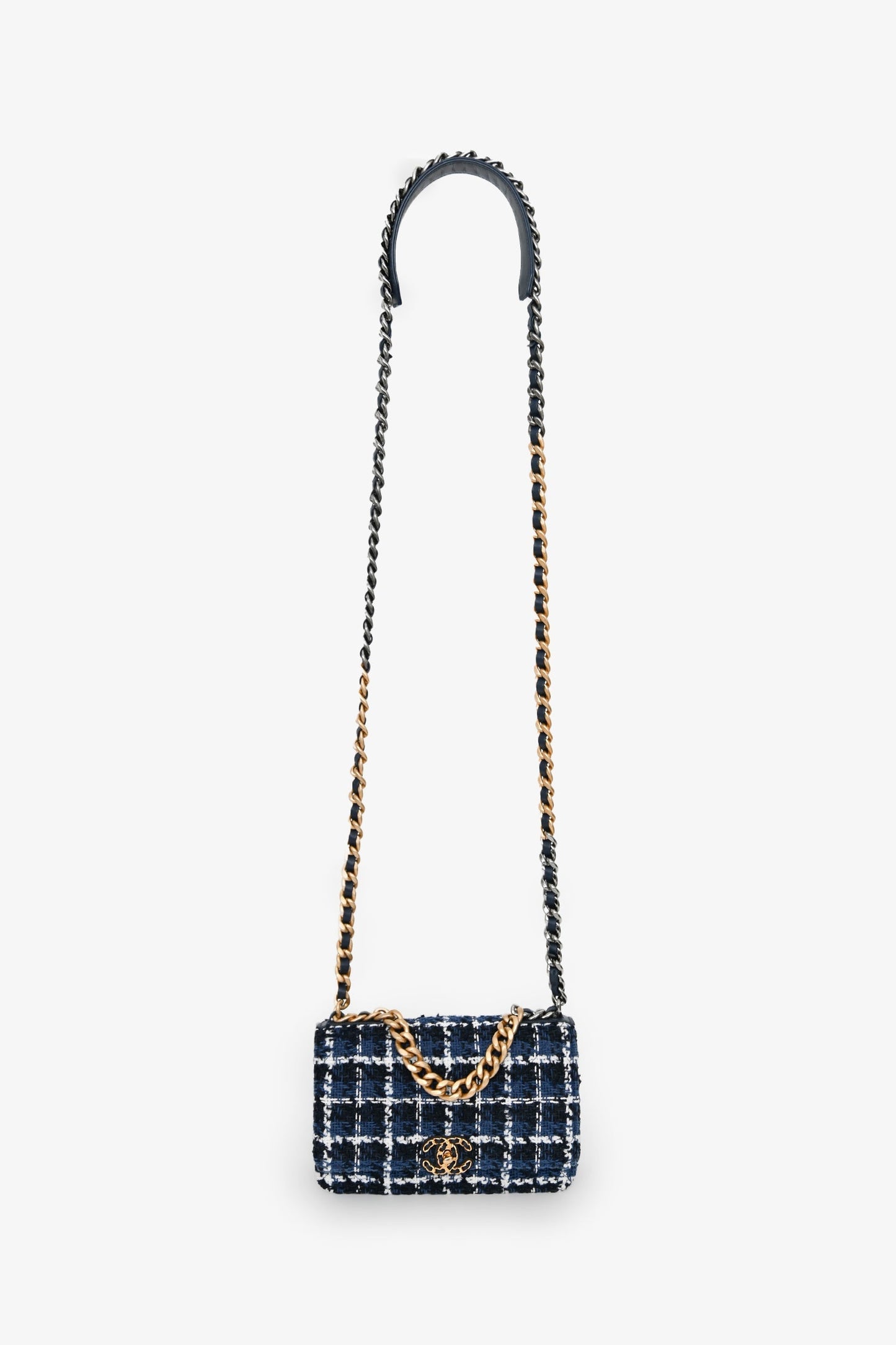 Chanel™ 2023 Blue/Black Tweed Wallet on Chain