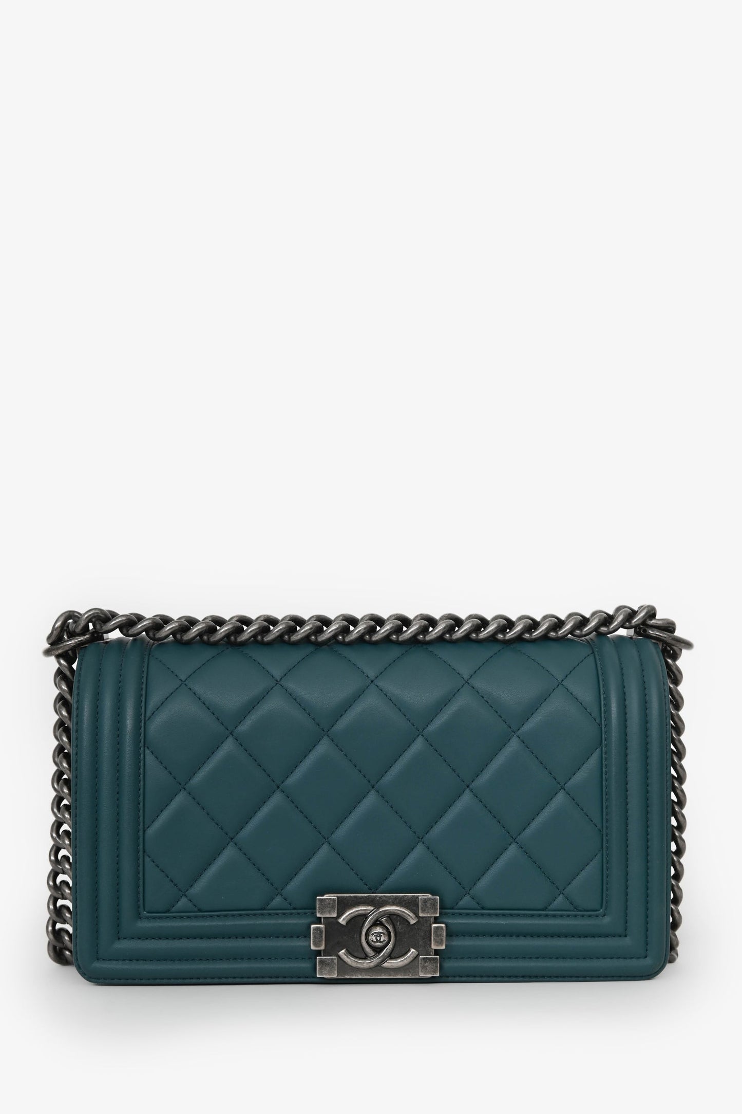 Chanel™ 2014 Green Lambskin Old Medium Boy Bag SHW