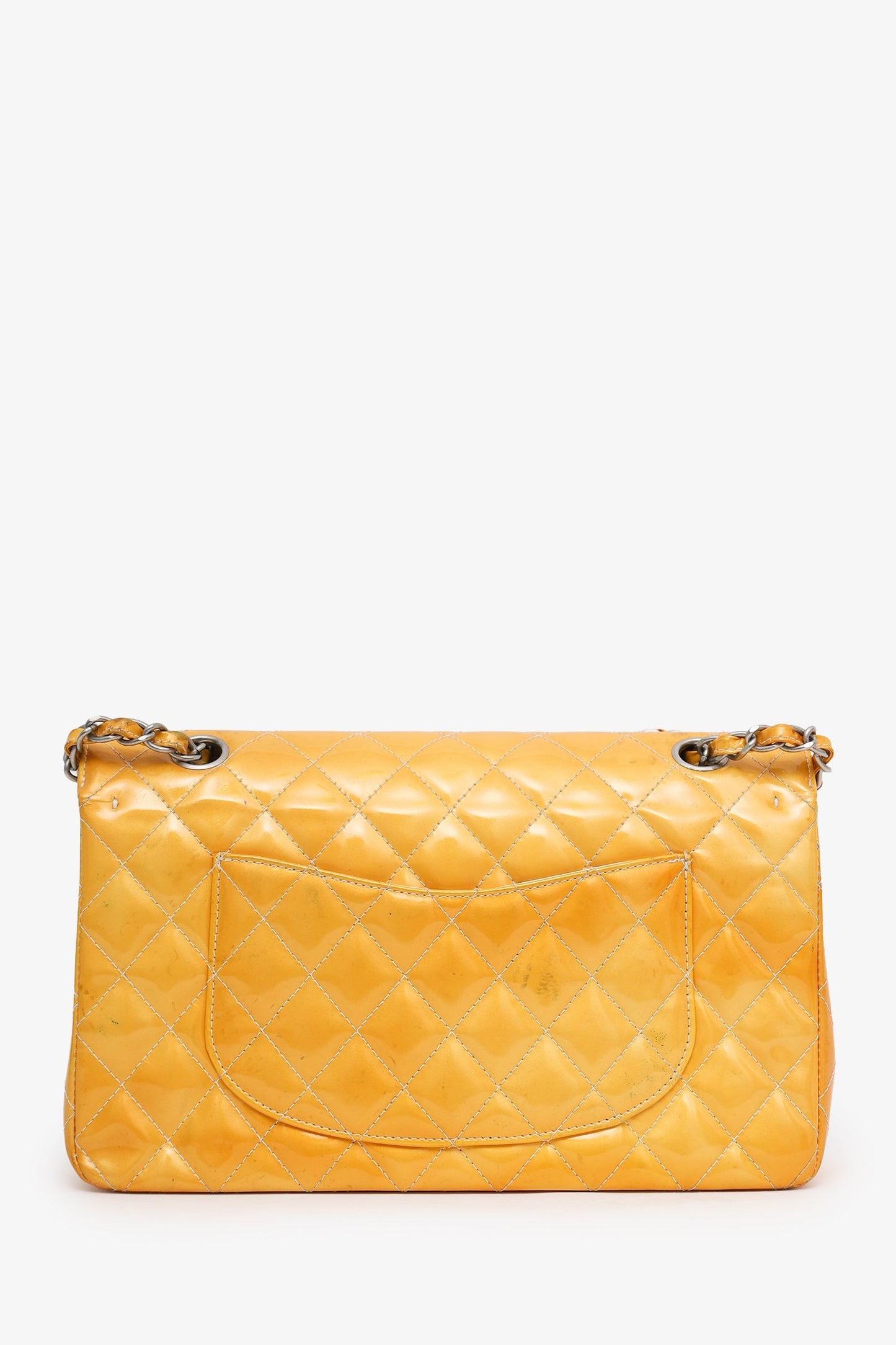 Chanel™ 2000-2002 Yellow Patent Medium Double Flap Bag