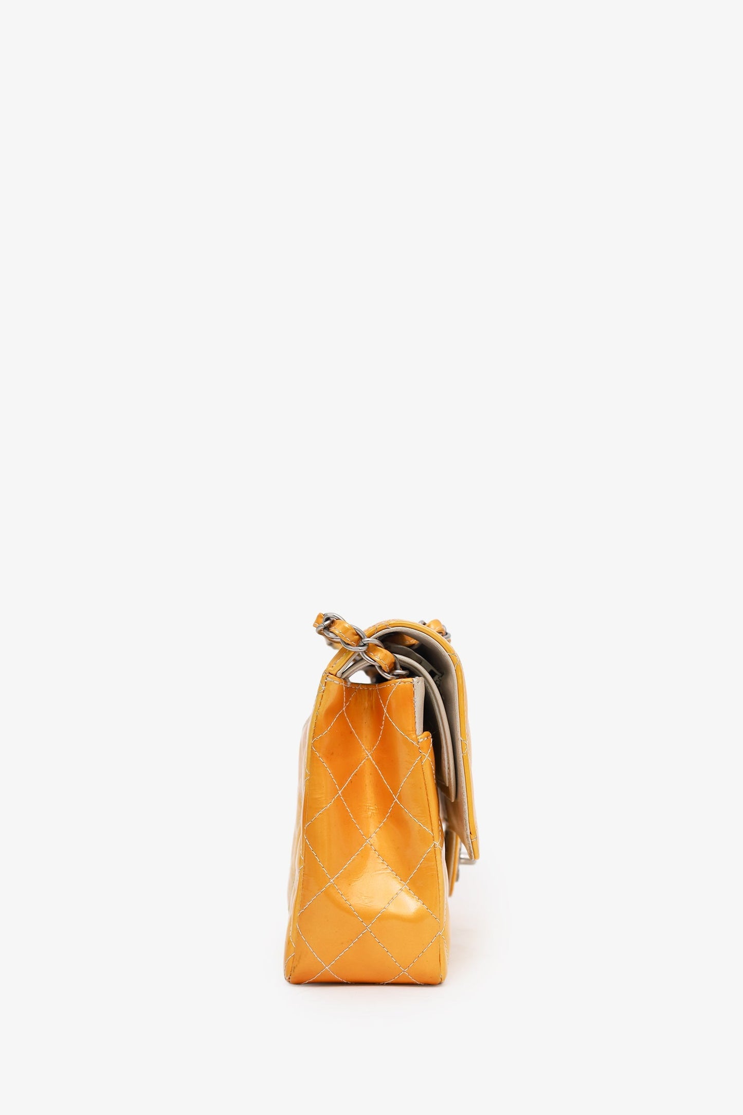 Chanel™ 2000-2002 Yellow Patent Medium Double Flap Bag