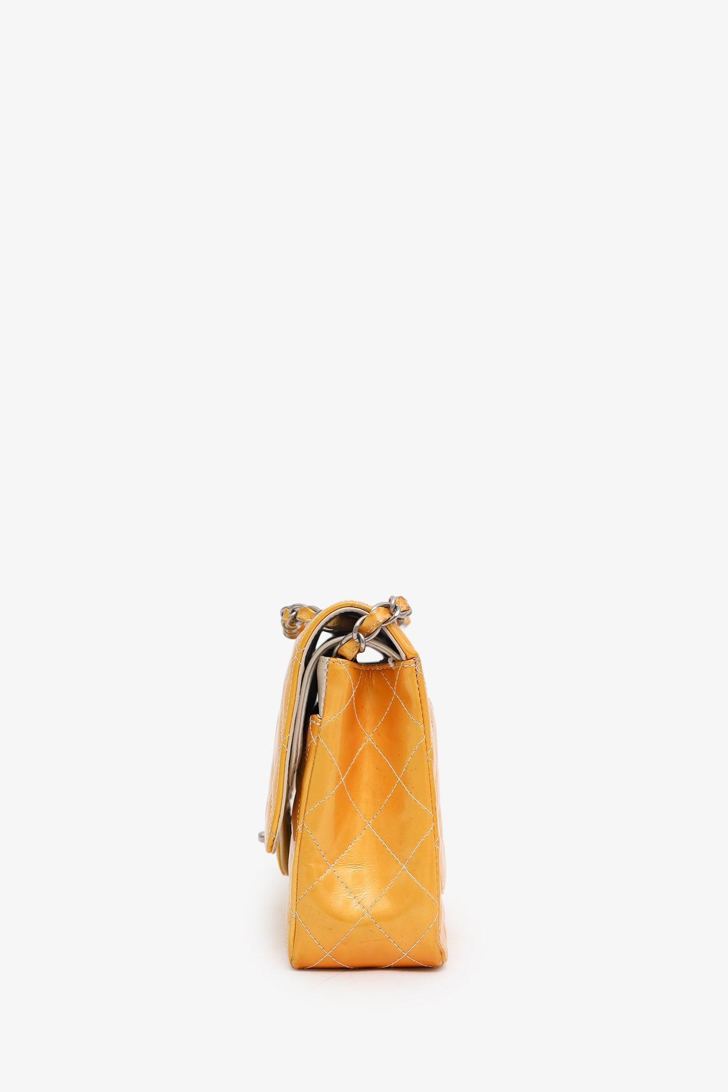Chanel™ 2000-2002 Yellow Patent Medium Double Flap Bag