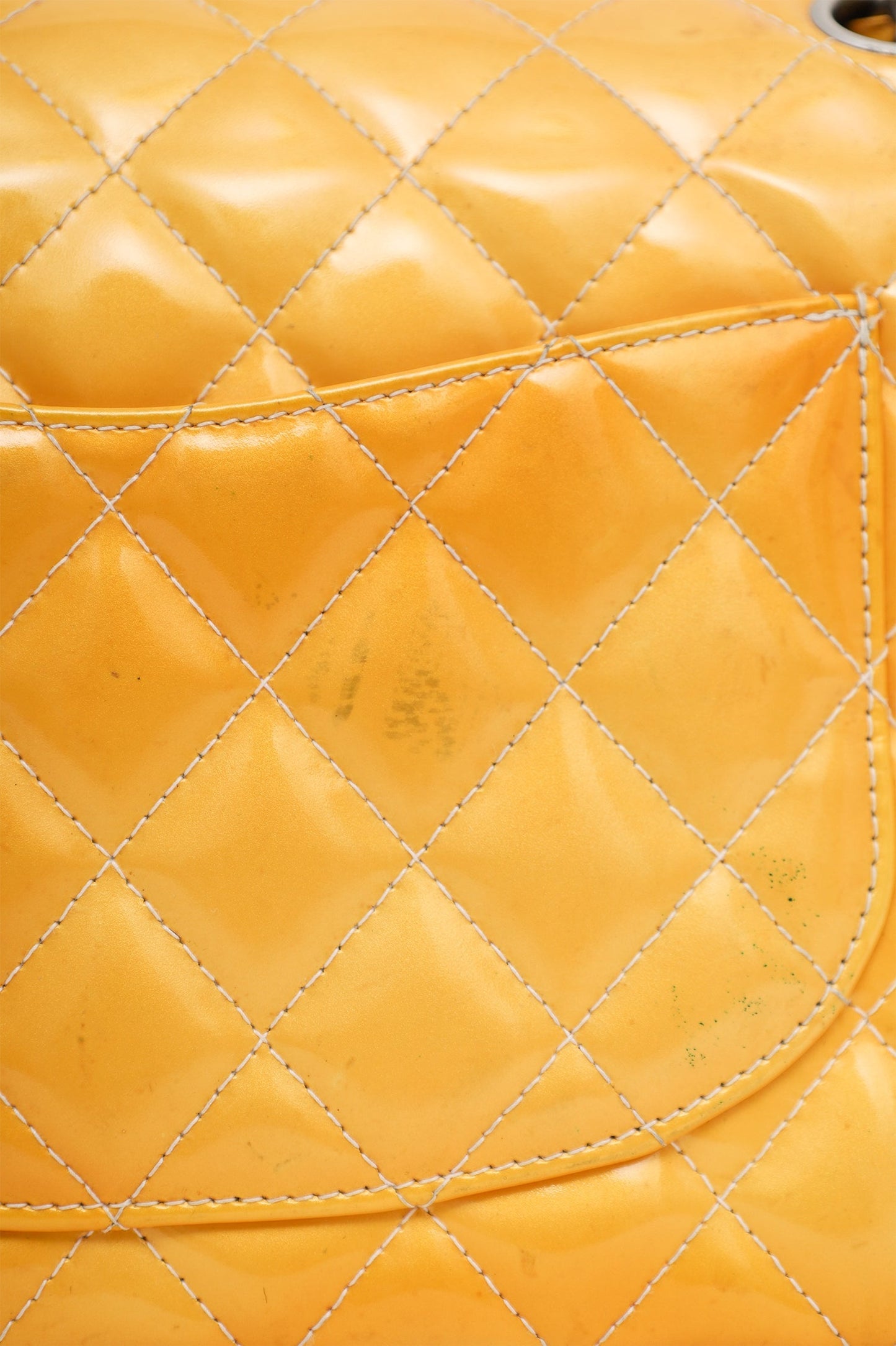 Chanel™ 2000-2002 Yellow Patent Medium Double Flap Bag