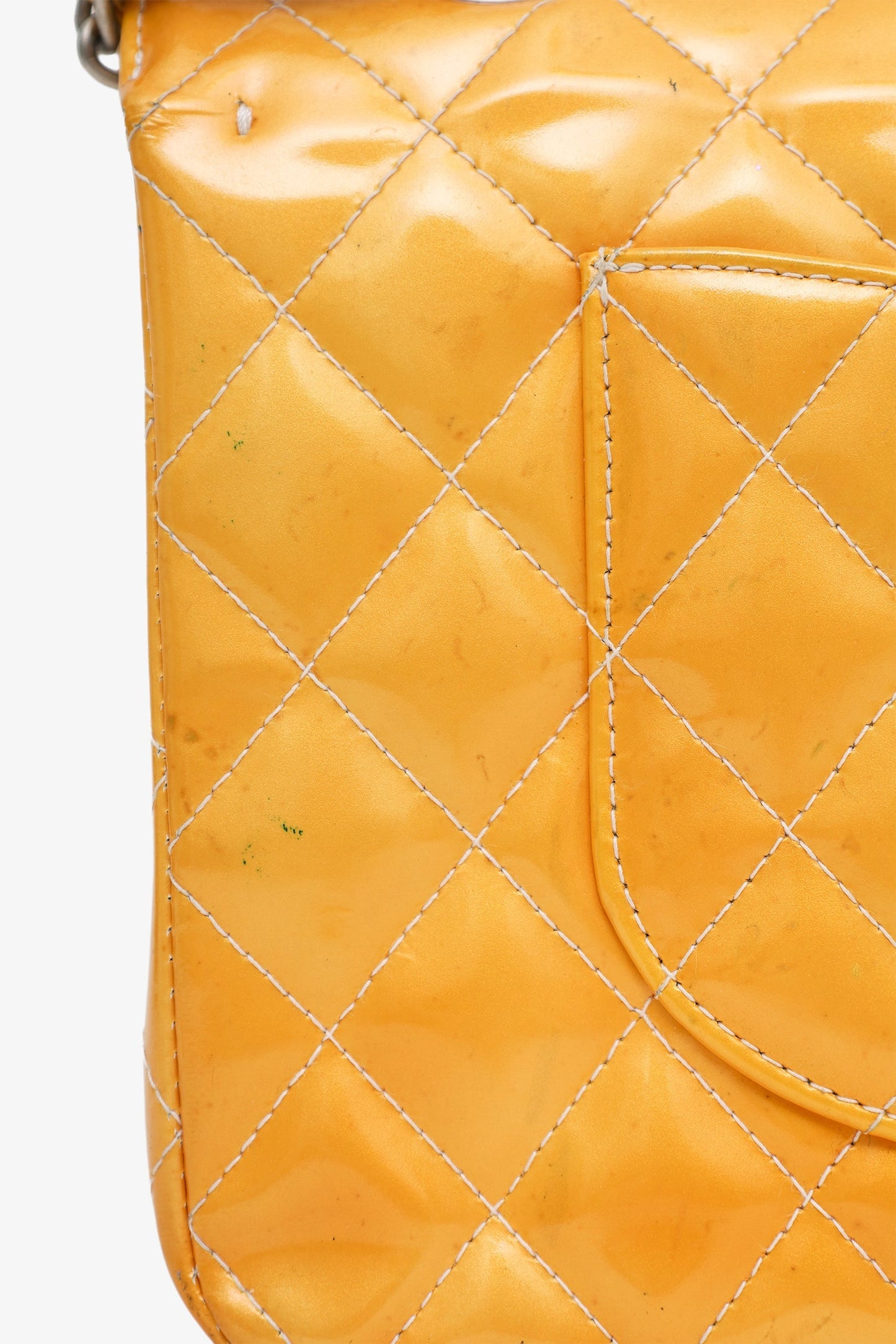 Chanel™ 2000-2002 Yellow Patent Medium Double Flap Bag