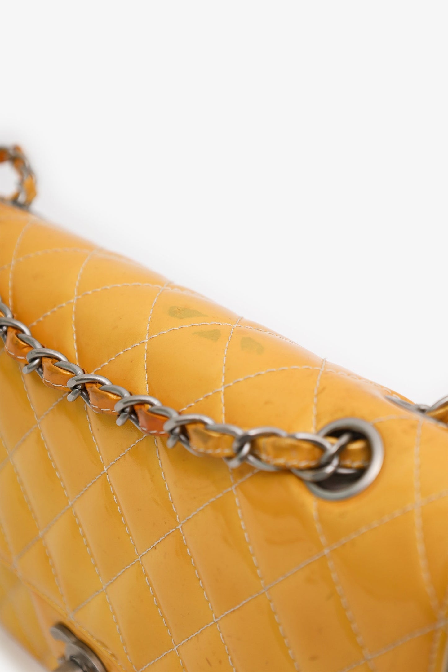Chanel™ 2000-2002 Yellow Patent Medium Double Flap Bag
