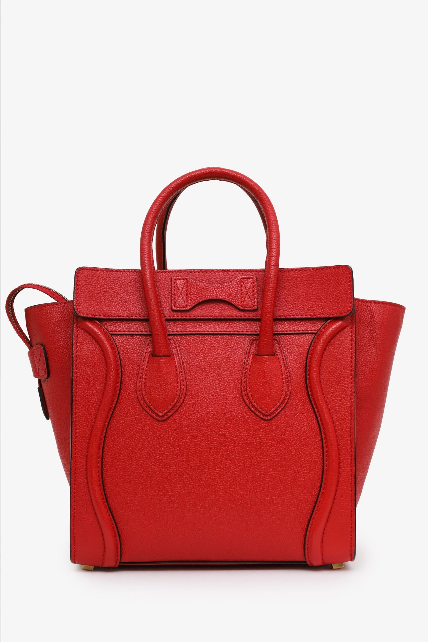 Celine Red Grained Calfskin Micro Luggage Tote